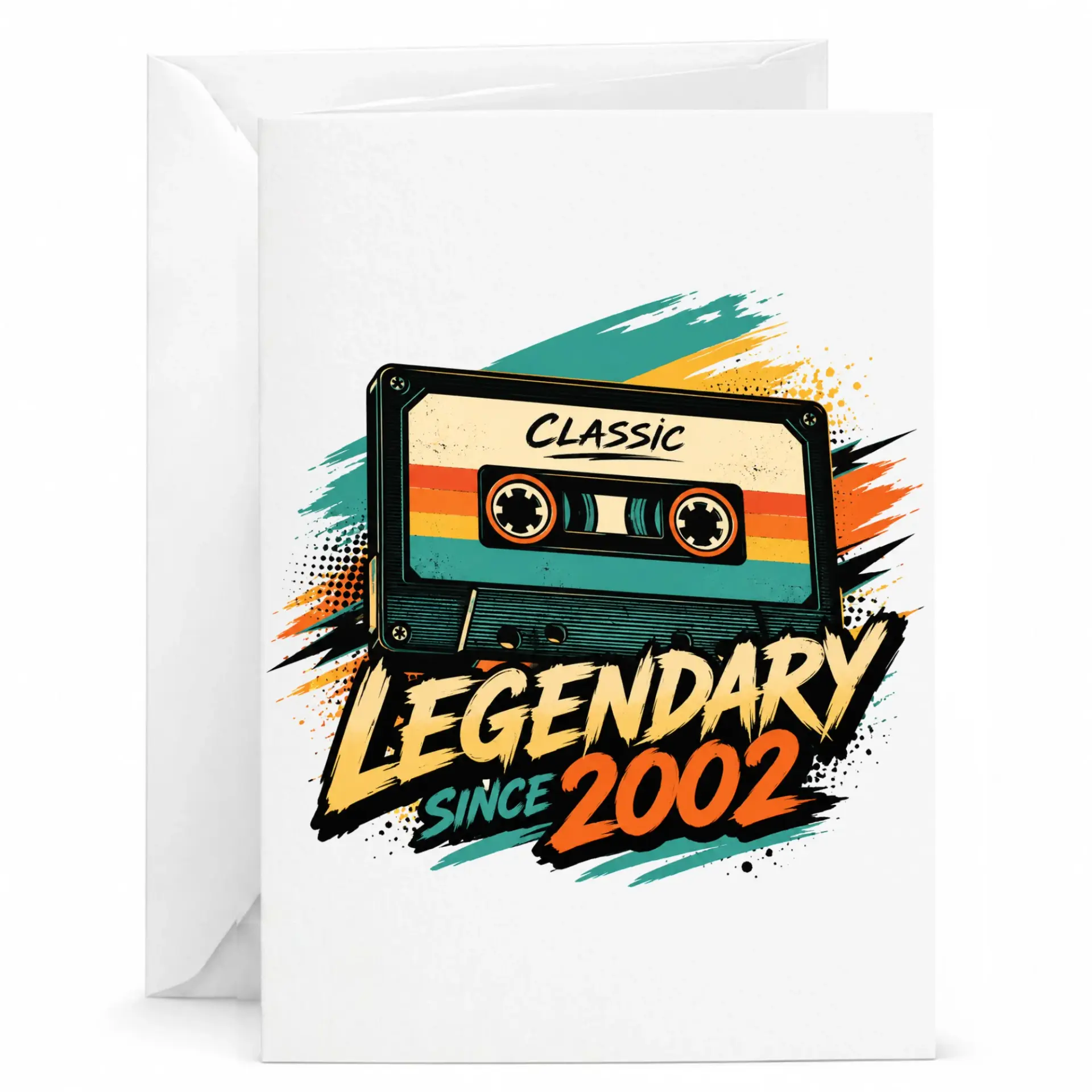 Greeting Card Legendary Since 2002 Retro Cassette Tape Design Funny Birthday Milestone Anniversary Appreciation Card