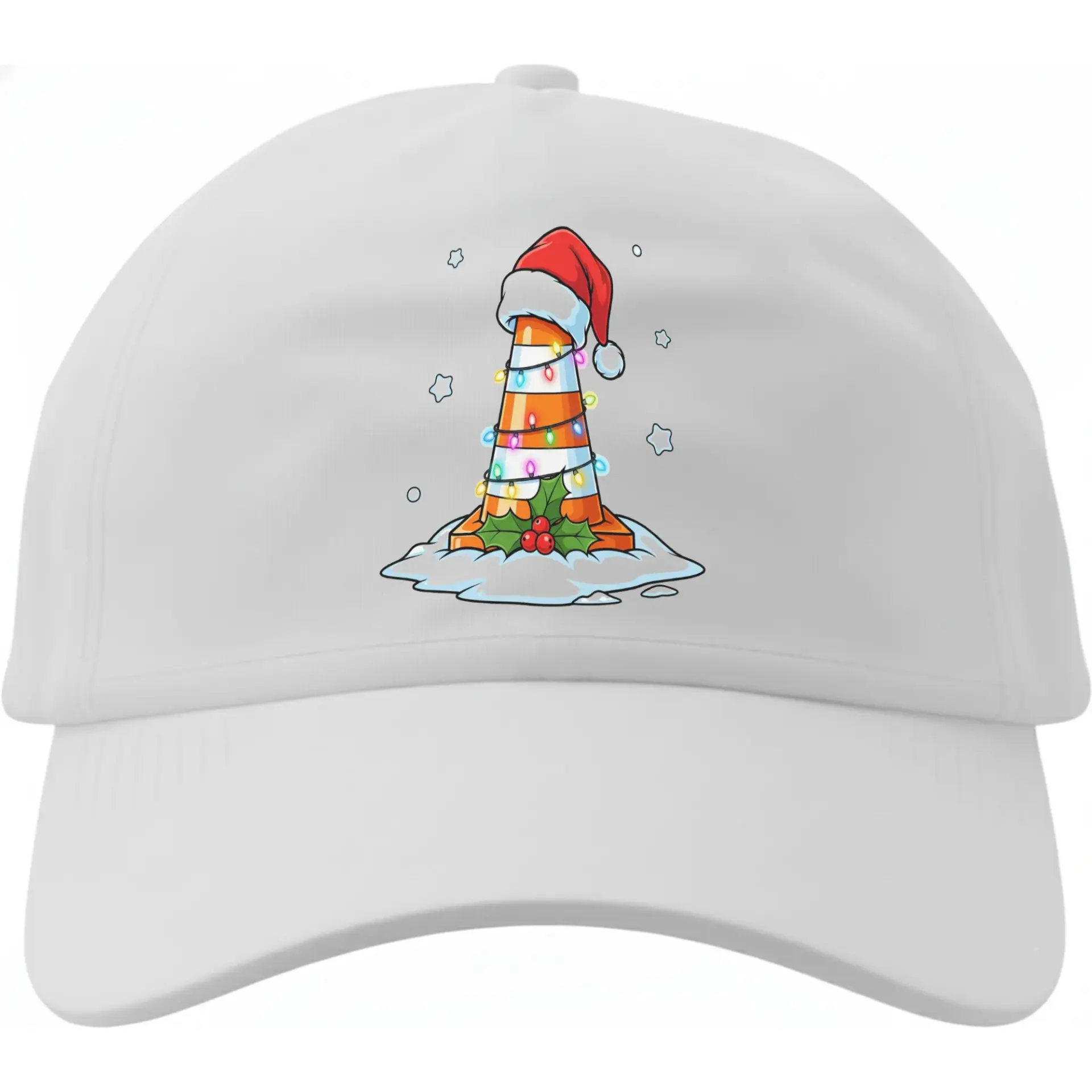 Baseball Cap Featuring Funny Holiday Traffic Cone Graphic for Casual Wear and Festive Seasonal Outdoor Activities