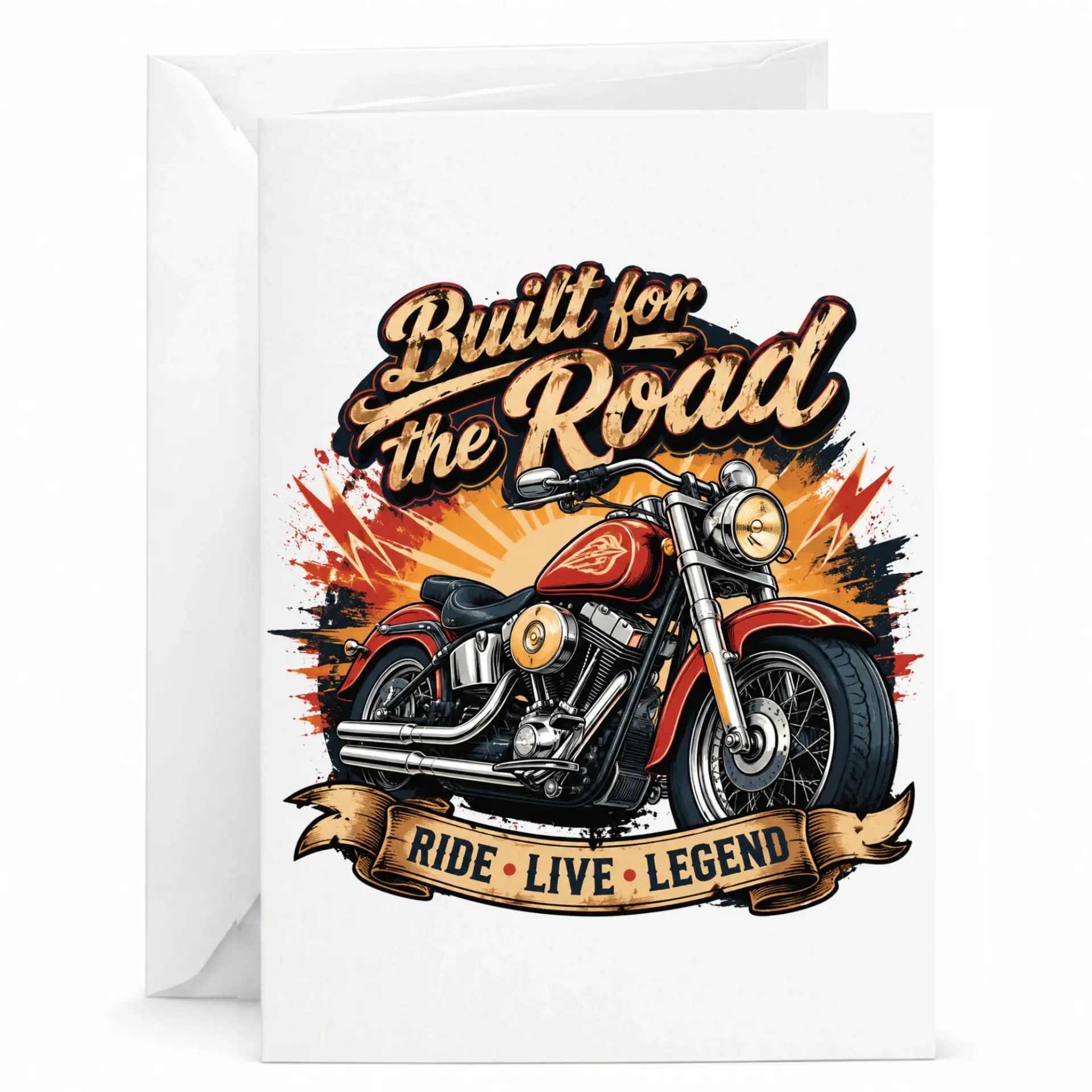 Greeting Card Built for the Road Motorcycle Illustration Motorcycle Enthusiast Gift for Biker Friends and Family