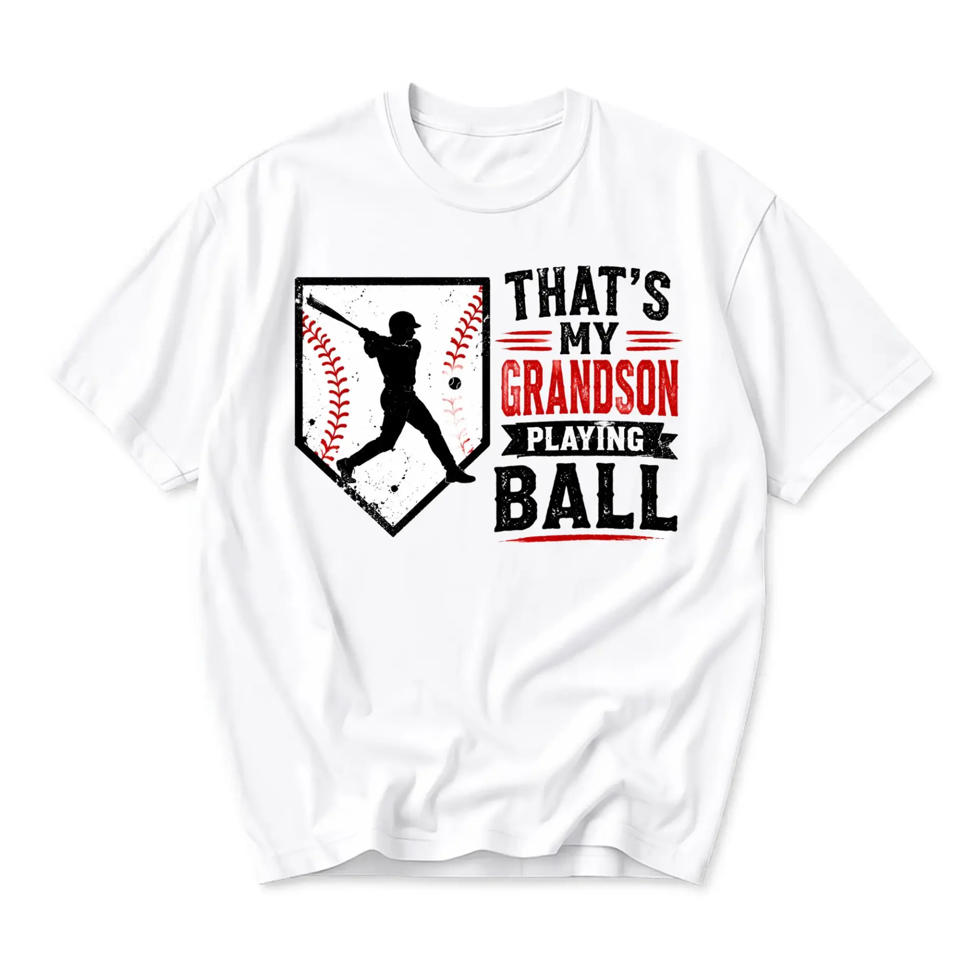 Graphic Tee That Is My Grandson Playing Baseball Fan Support Unisex Crew Neck Casual Everyday Sports T-Shirt