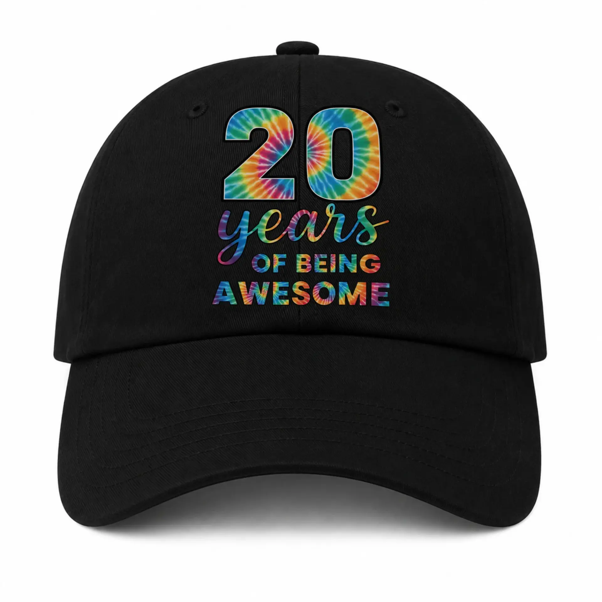 Vinyl Sticker Pack 20 Years of Being Awesome Tie Dye Birthday Design Set of Three Colorful Weatherproof Decals
