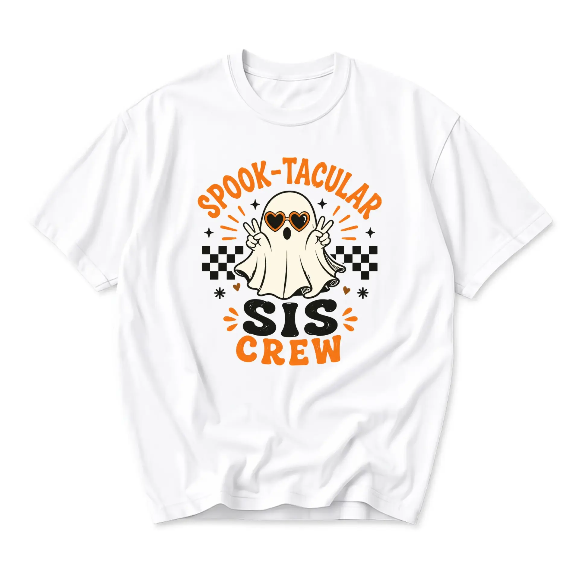 Funny Shirt Spooktacular Sis Crew Graphic Tee Unisex Casual Apparel for Fall Halloween Seasonal Outfits and Events