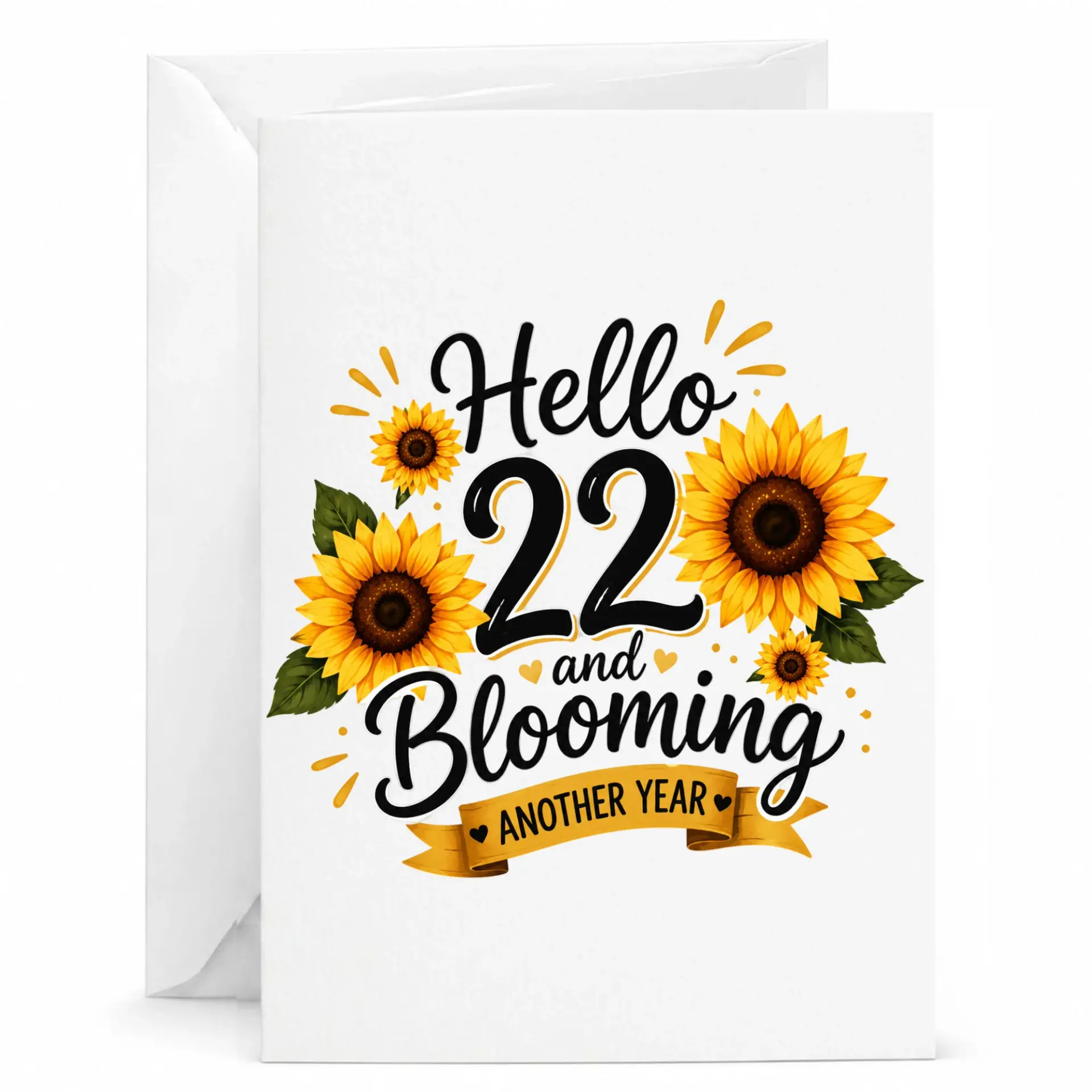 Birthday Card Hello 22 and Blooming Another Year Floral Greeting Card for Twenty Second Birthday Celebration