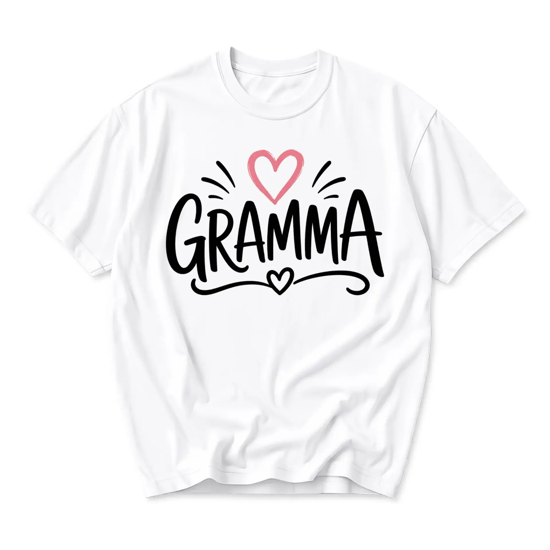 Gramma Heart Graphic Tee Casual Unisex Crew Neck Short Sleeve Shirt for