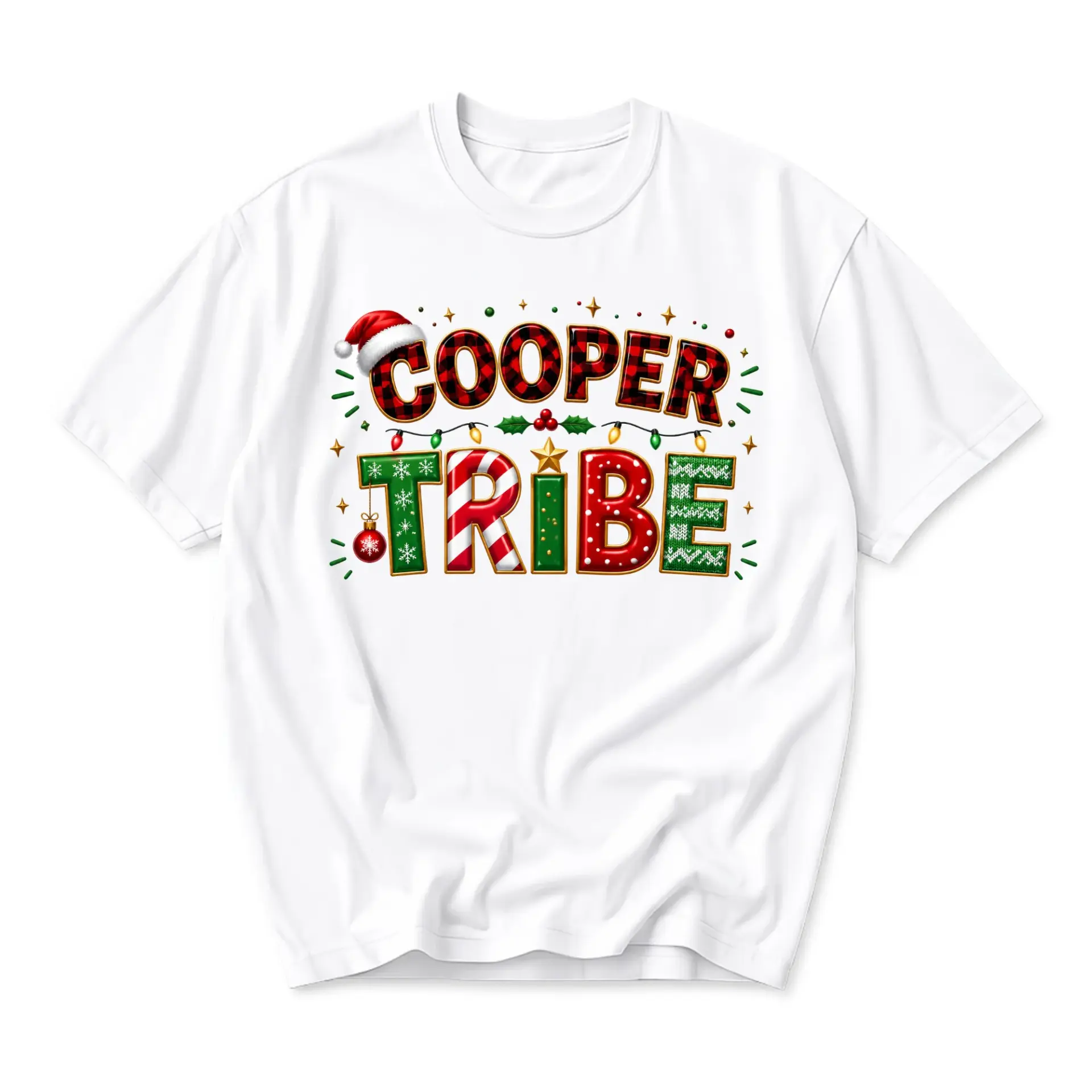 Graphic Tee Cooper Tribe Holiday Design Unisex Casual Crew Neck Soft Cotton Blend Everyday Festive Apparel Shirt