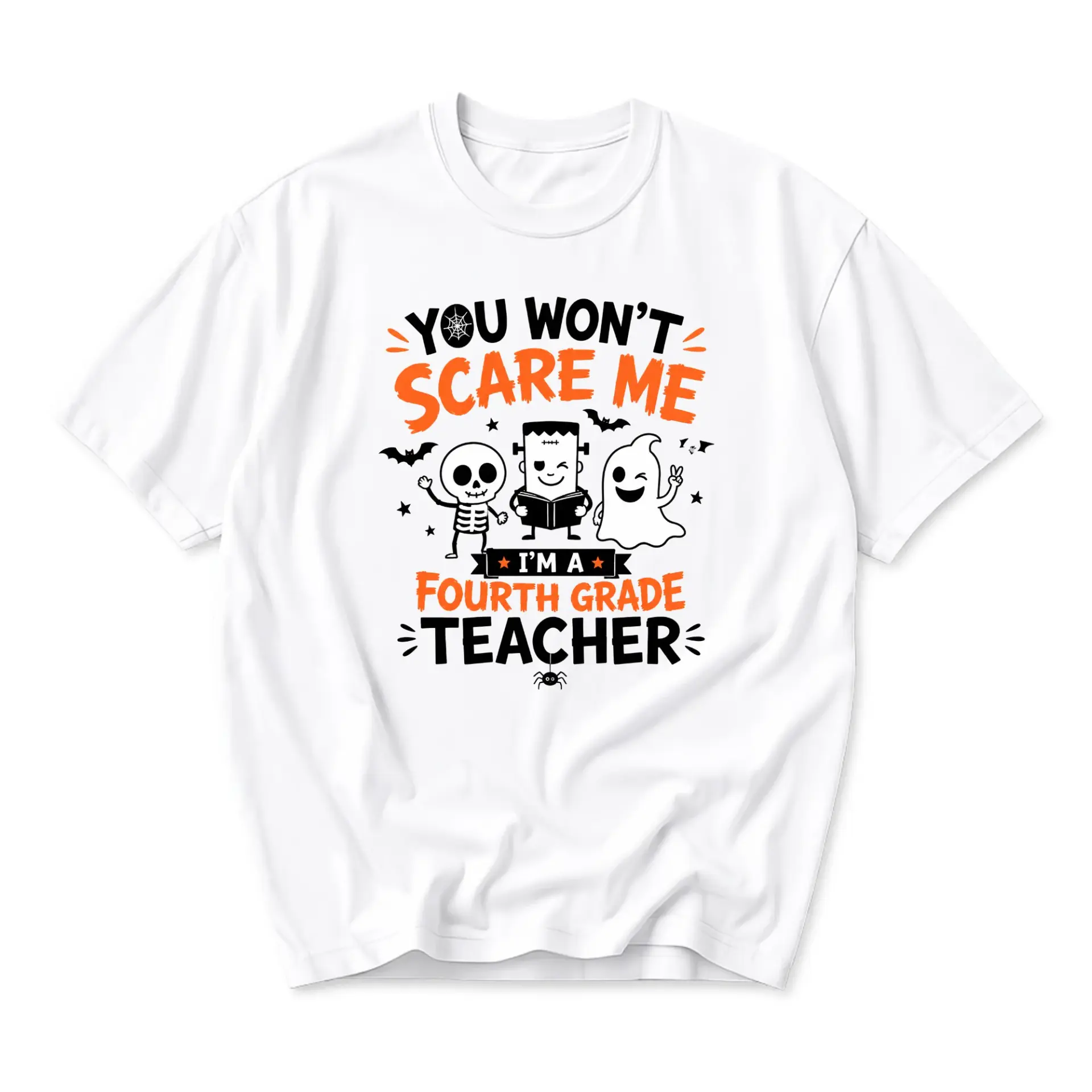 Funny Shirt Unisex Graphic Printed T-Shirt for Fourth Grade Teacher Halloween Season Apparel Casual Crew Neck Top