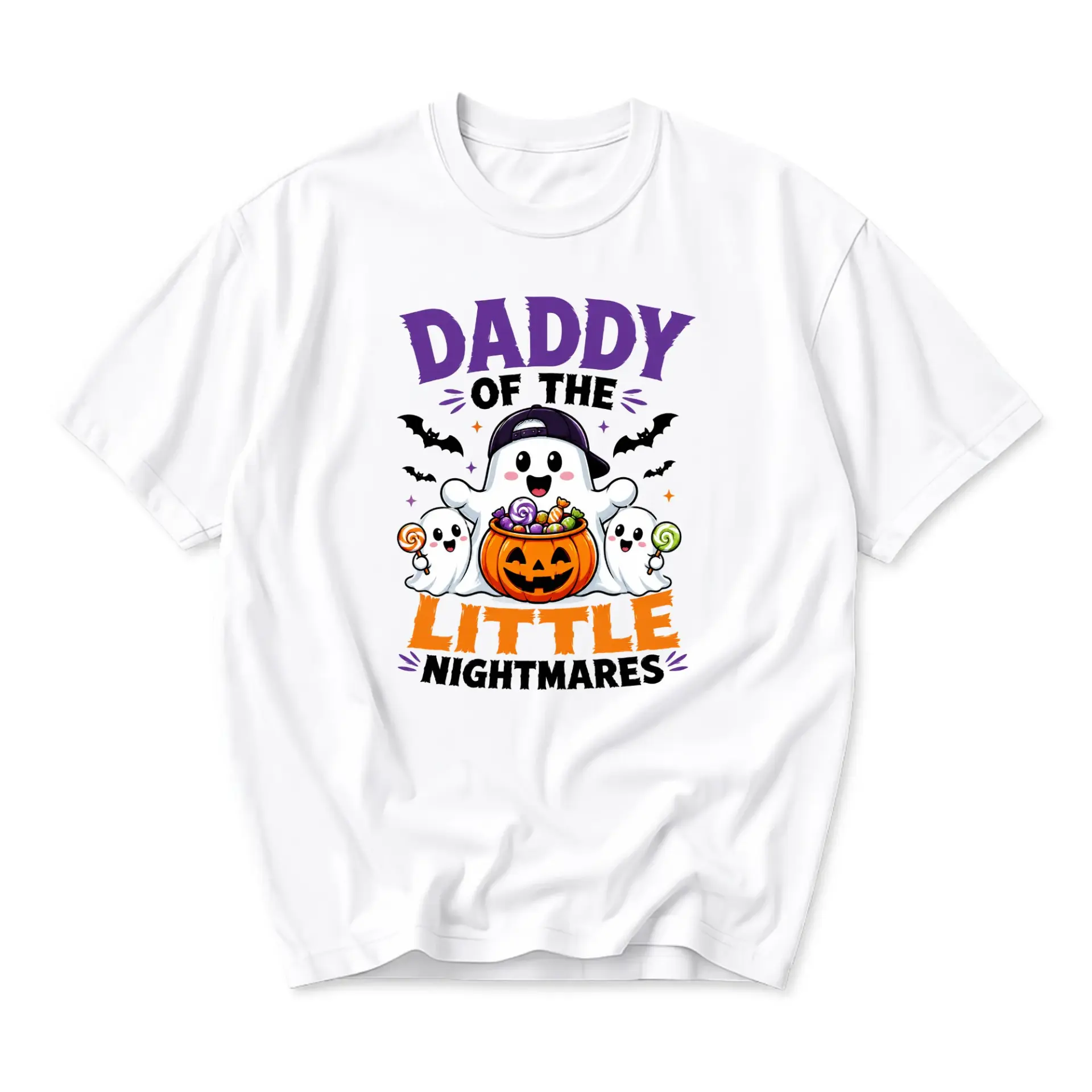 Funny Shirt Daddy of the Little Nightmares Ghost Halloween Graphic Tee Unisex Casual Crew Neck Holiday Apparel