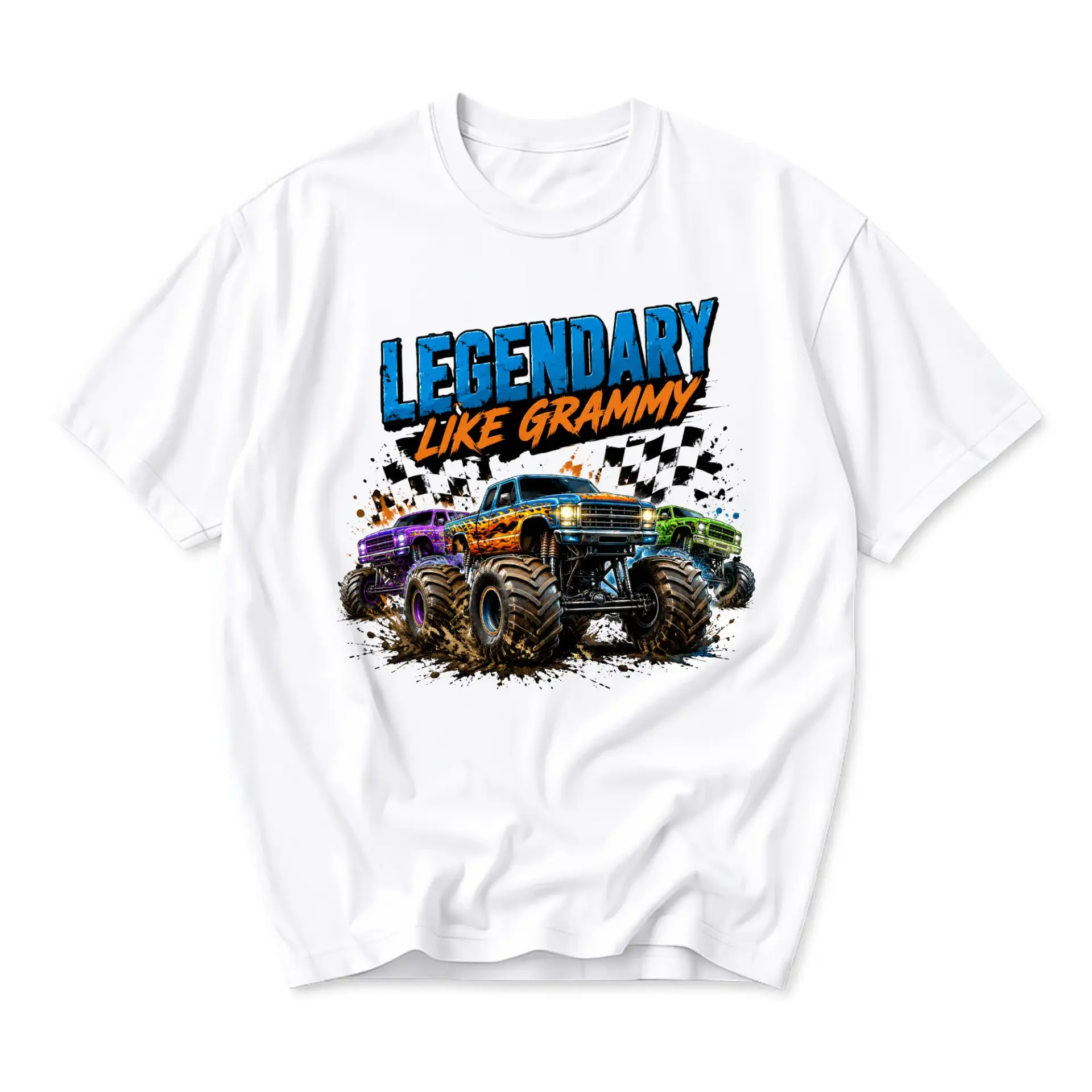 Graphic Tee Legendary Like Grammy Monster Truck Print Unisex Crew Neck Shirt for Casual Everyday Wear and Gifting