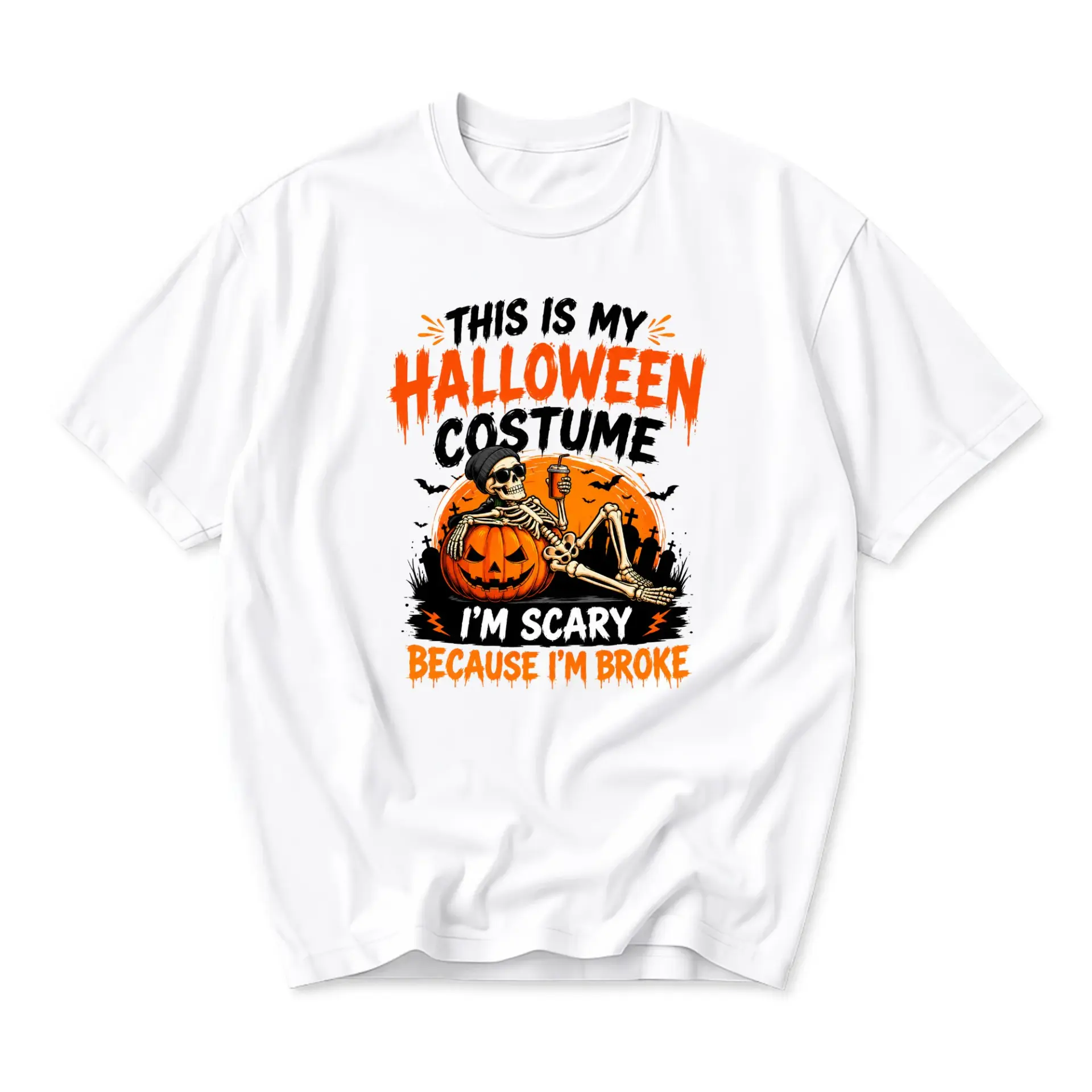 Funny Shirt This Is My Halloween Costume Skeleton Graphic Tee Unisex Casual Crew Neck Holiday Humor Cotton Top