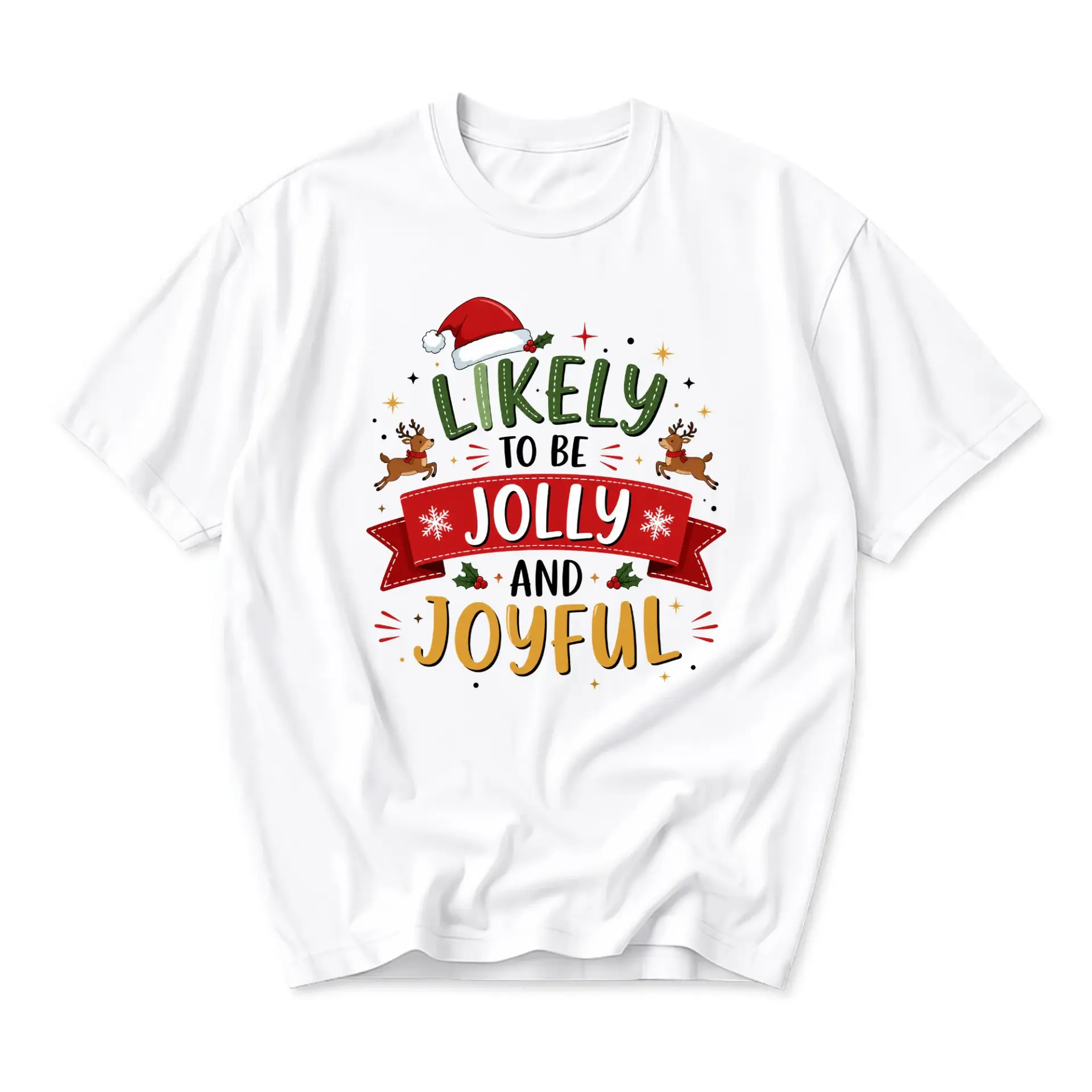 Funny Shirt Likely to Be Jolly and Joyful Graphic Tee Holiday Inspired Unisex Short Sleeve Crew Neck Casual Top
