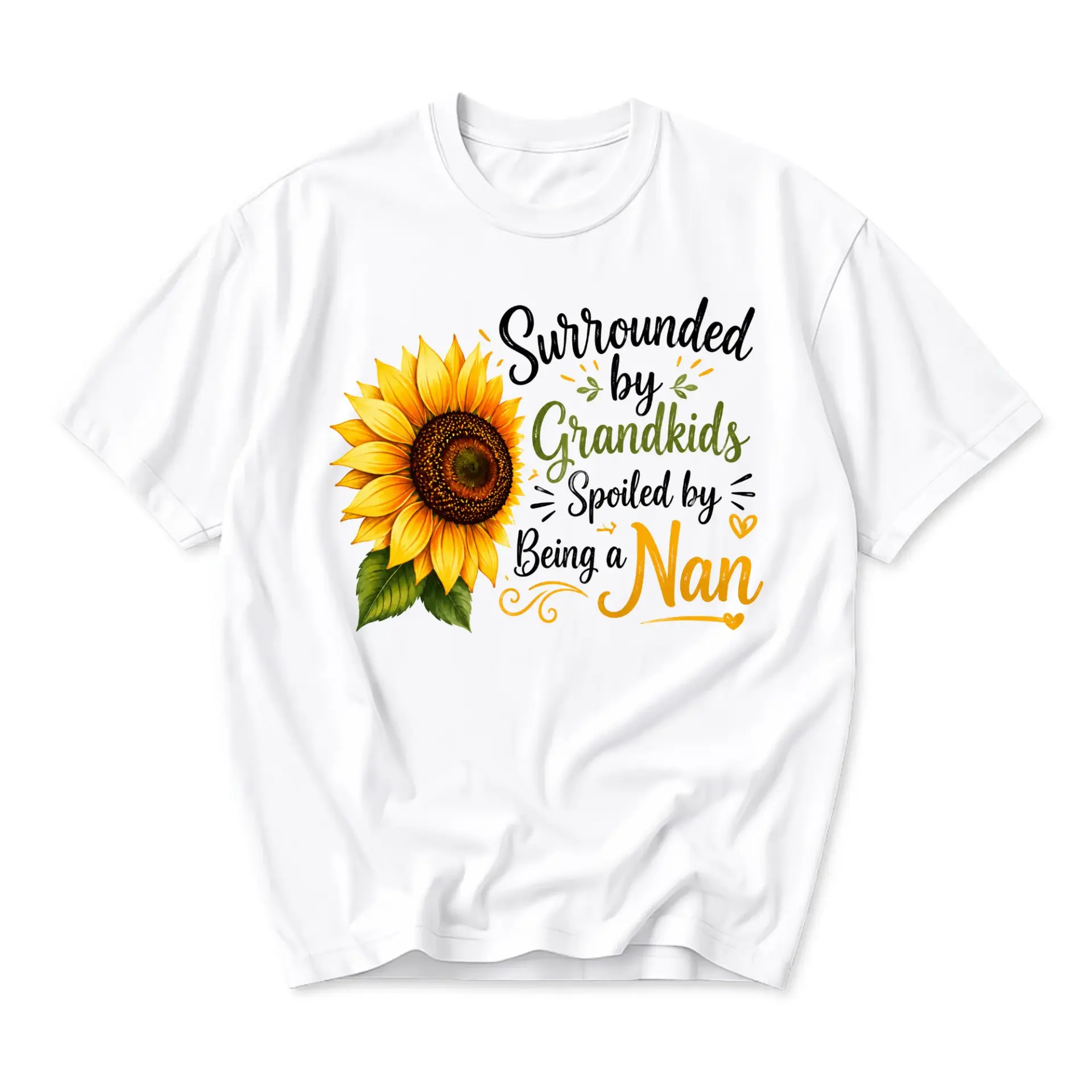 Funny Shirt Surrounded by Grandkids Spoiled by Being a Nan Sunflower