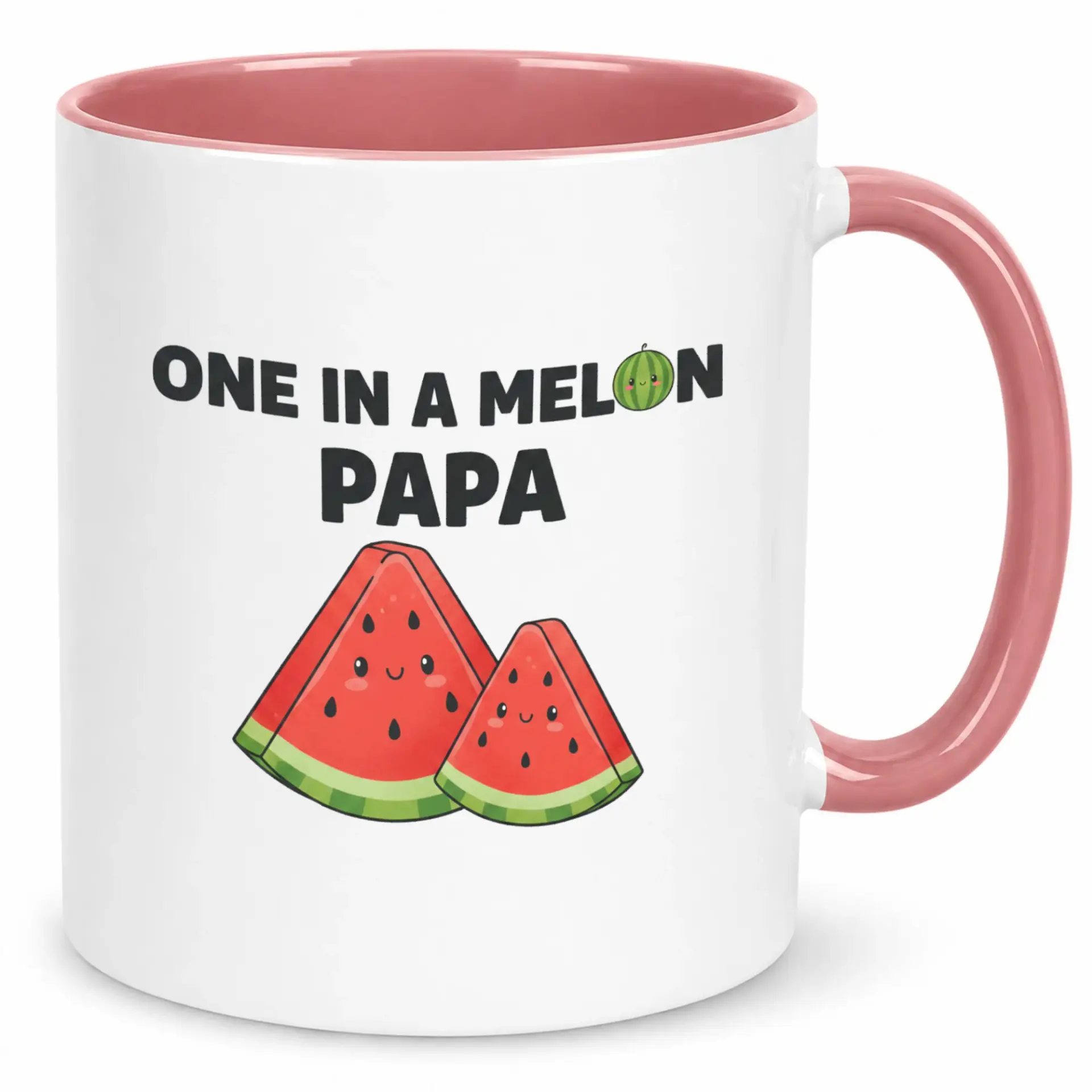 Funny Coffee Mug for Papa - One in a Melon Watermelon Dad Joke Ceramic Drinkware Present for Father's Day or Birthday