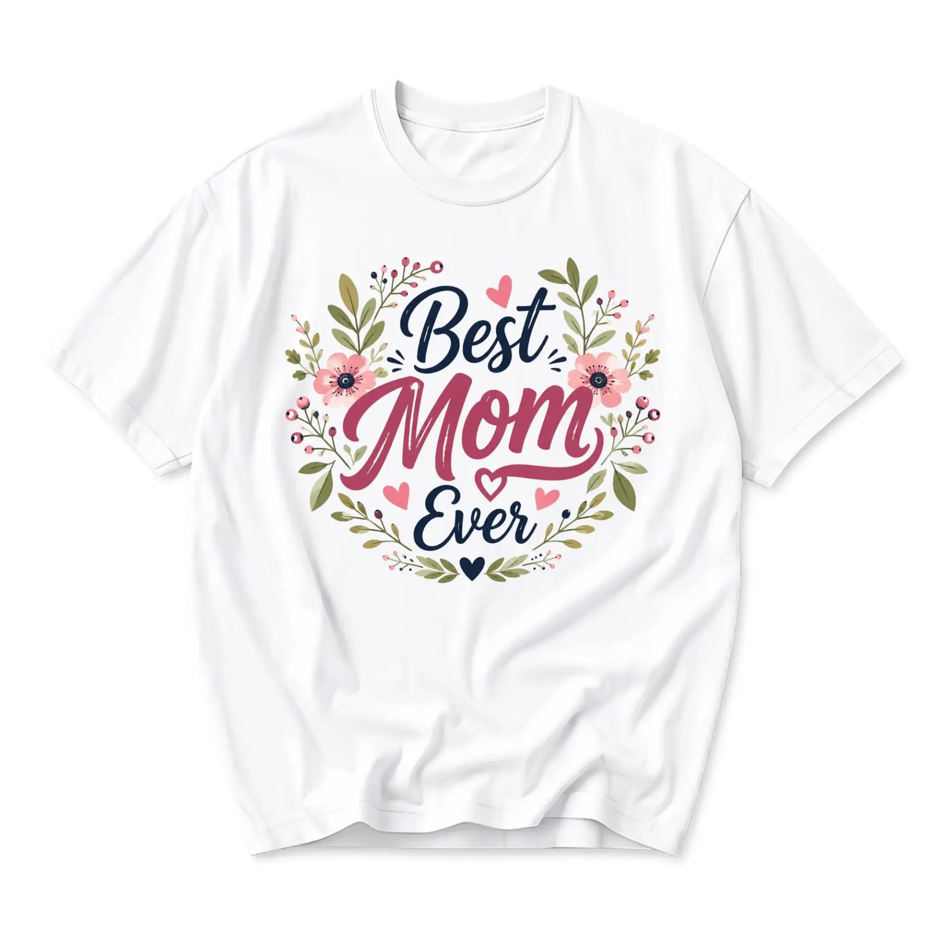 Graphic Tee Best Mom Ever Floral Design Unisex Casual Crew Neck T-Shirt for Everyday Wear and Thoughtful Gifting