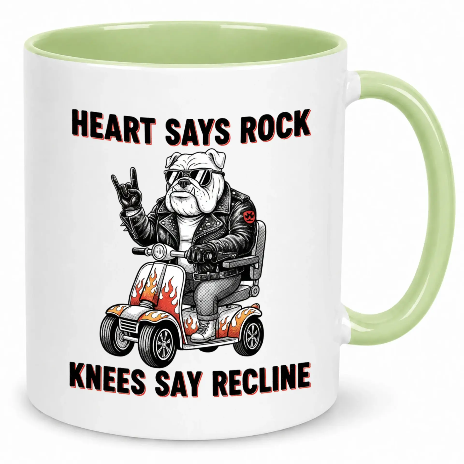 Funny and Roll Mobility Scooter Graphic Ceramic Coffee Mug for Music Lovers with Humorous Saying