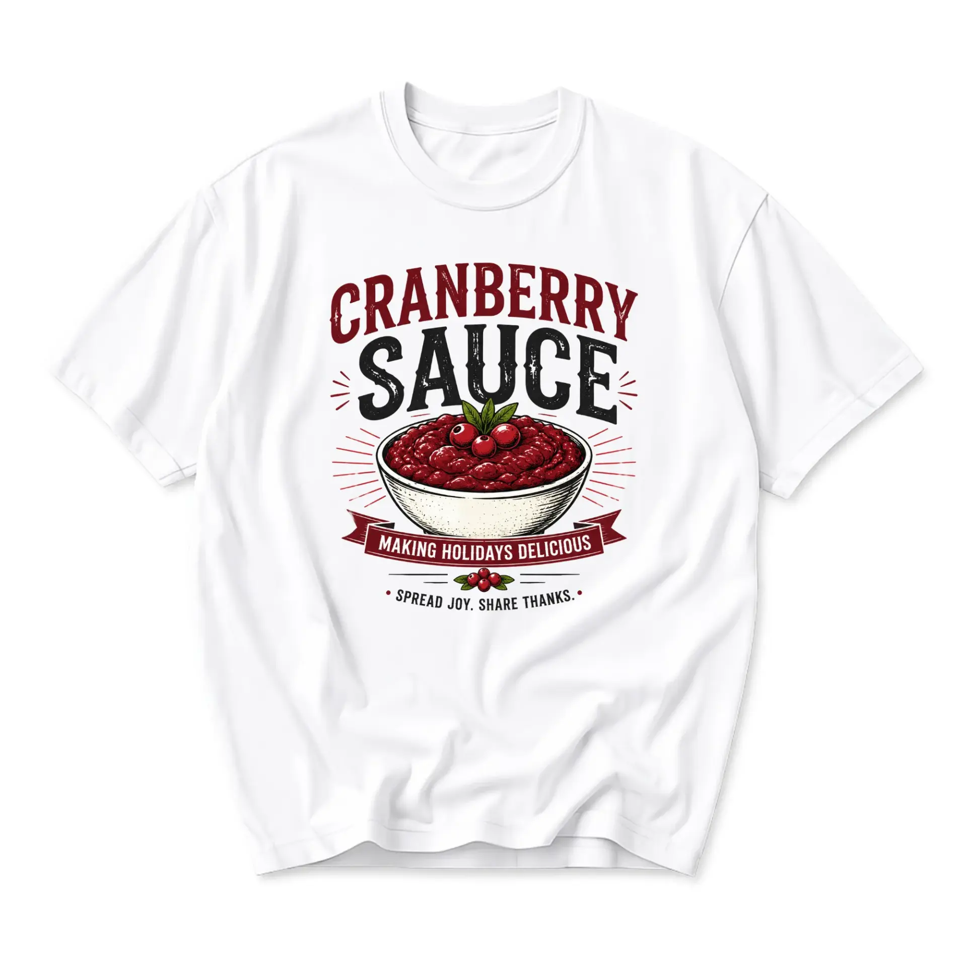 Graphic Tee Cranberry Sauce Making Holidays Delicious Unisex Crew Neck Short Sleeve Casual Cotton Blend T-Shirt Top