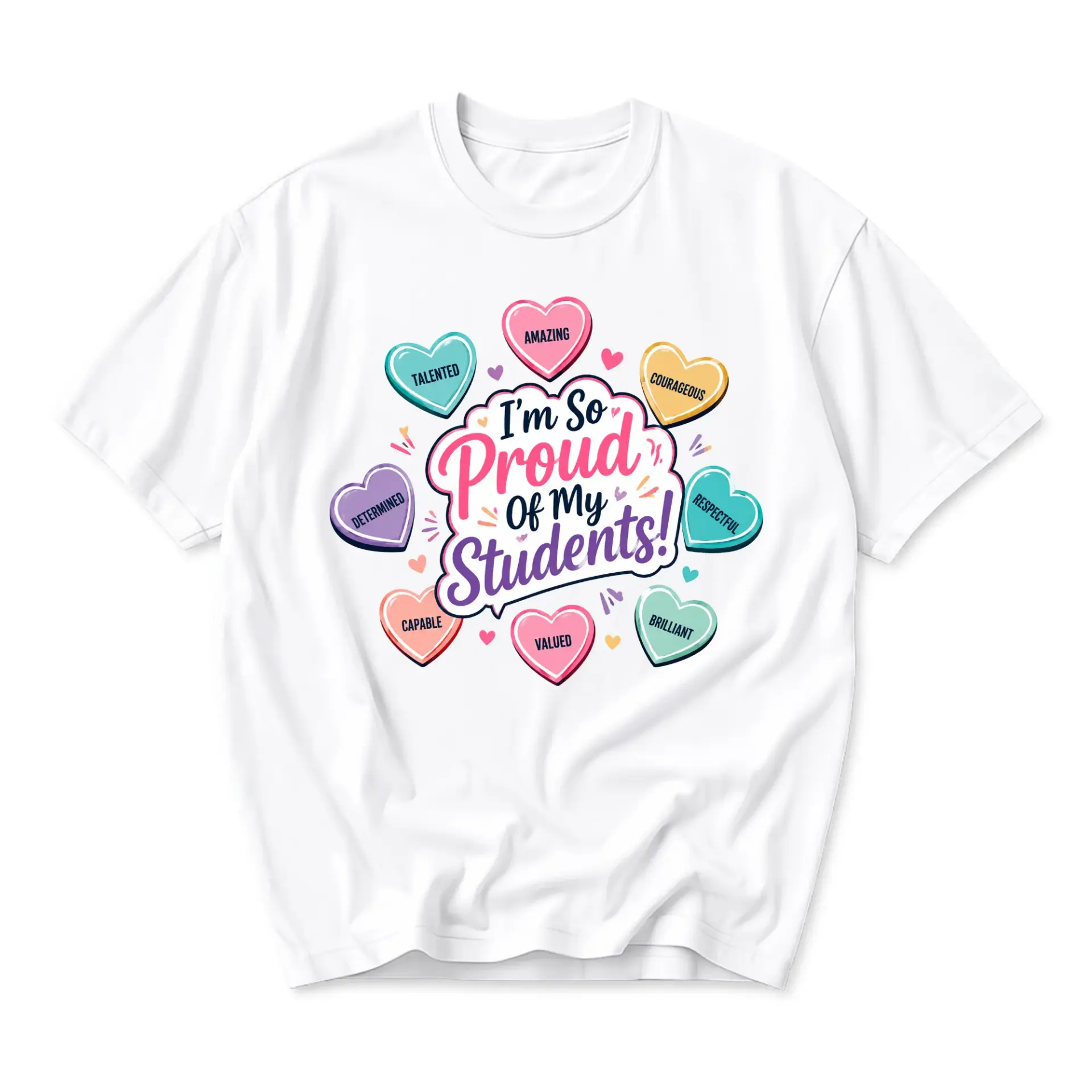 Graphic Tee I Am so Proud of My Students Heart Design Inspirational Teacher Appreciation Unisex Crew Neck Shirt