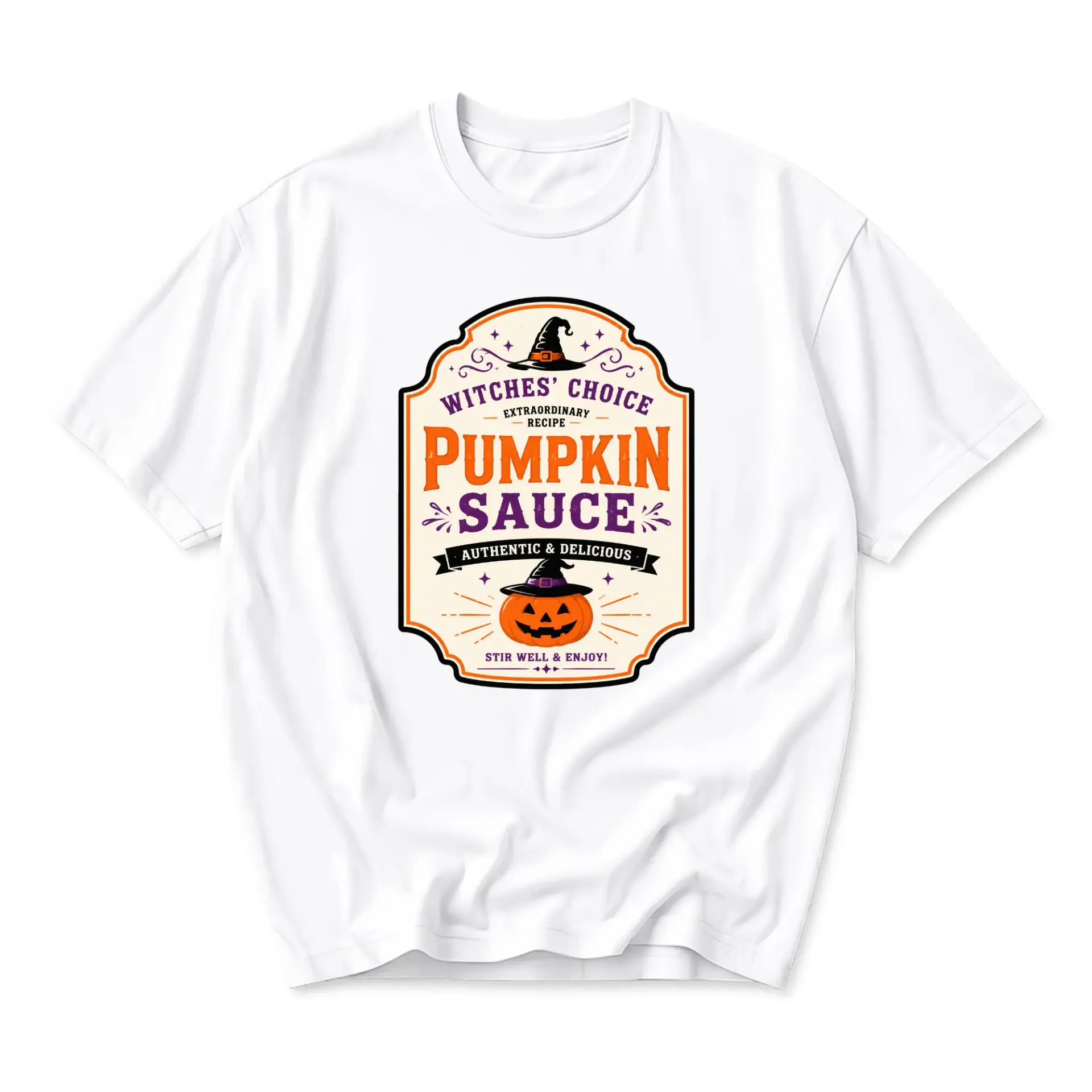 Graphic Tee Witches Choice Pumpkin Sauce Autumn Season Unisex Shirt for Casual Wear Fall Festive Holiday Apparel