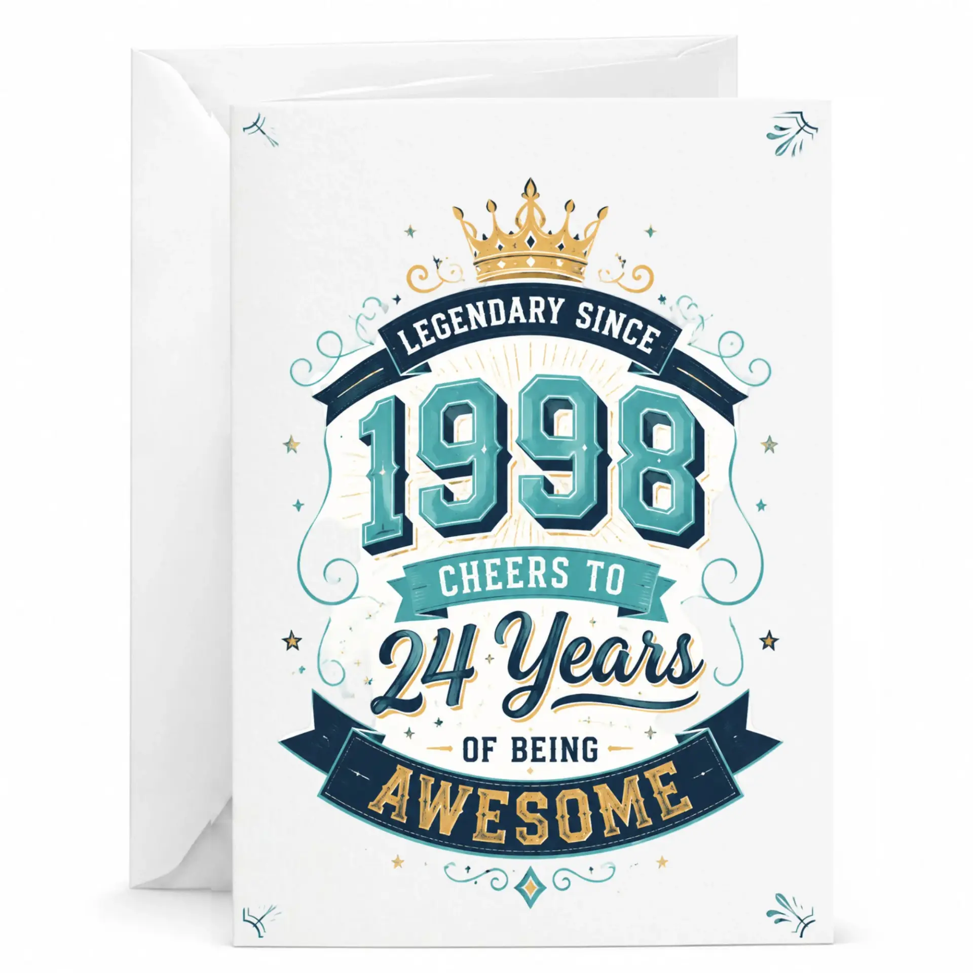 Birthday Card Legendary Since 1998 Cheers to 24 Years of Being Awesome Greeting Card for Milestone Birthday Celebration