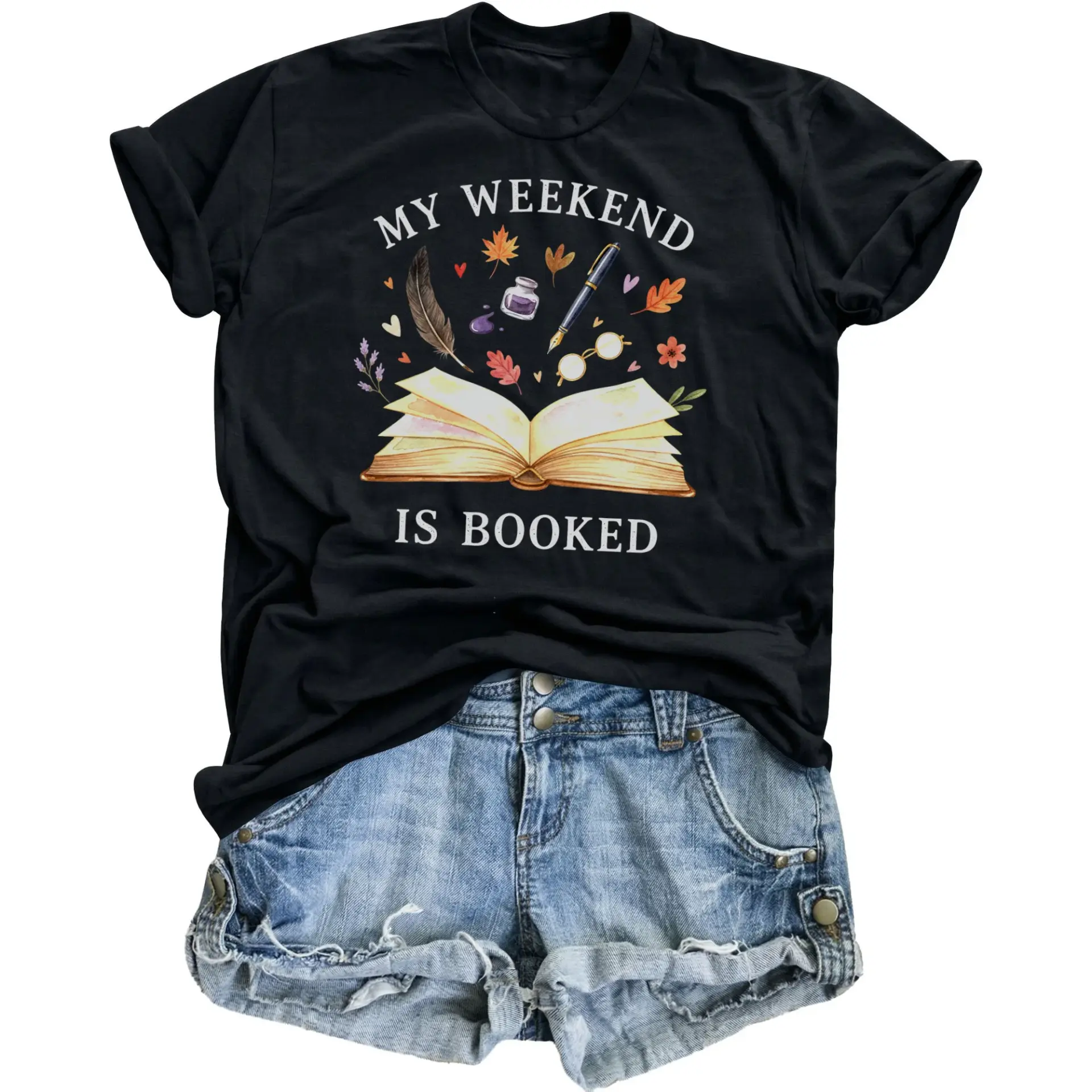 Graphic Tee My Weekend Is Booked Reading Literature Lover Unisex T-Shirt Comfortable Casual Everyday Cotton Shirt