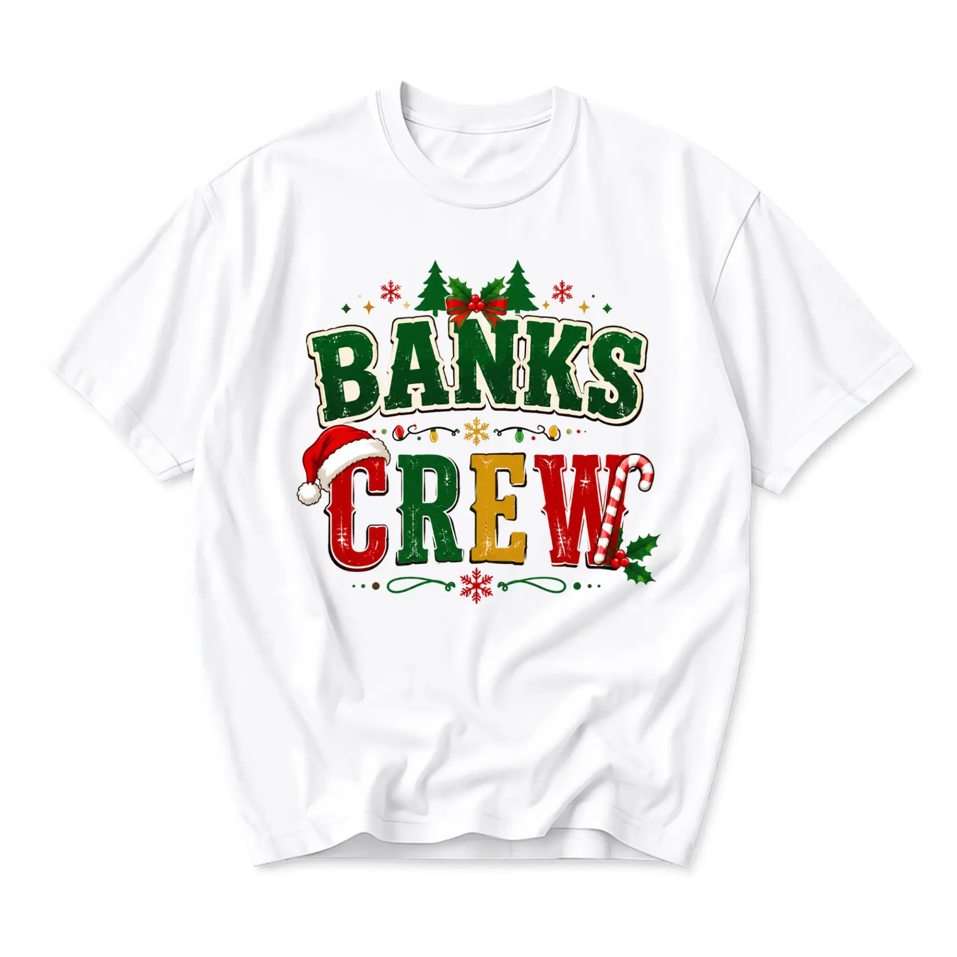 Funny Shirt Banks Crew Christmas Graphic Tee Unisex Holiday Season Apparel Festive Decorative Holiday Style T-Shirt