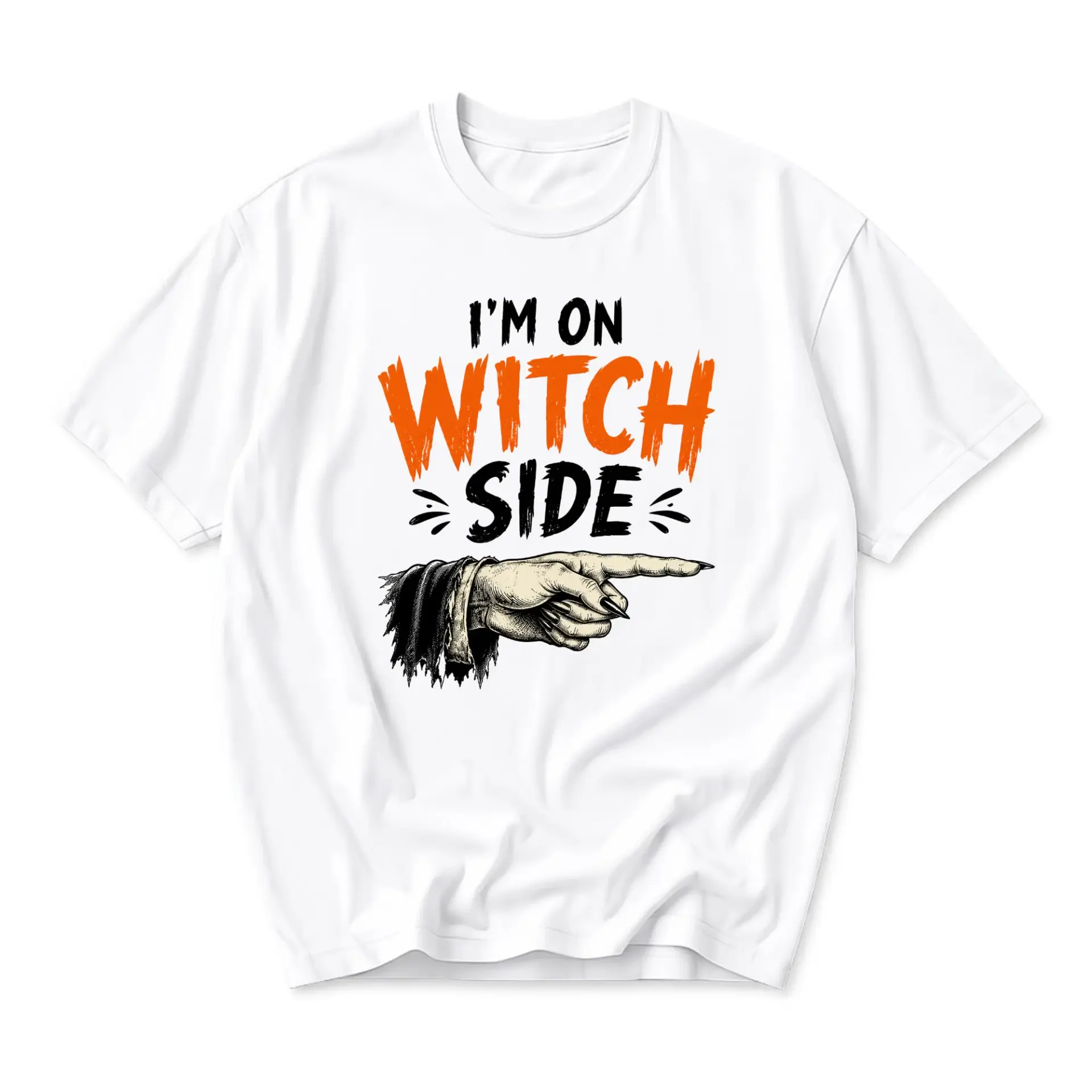 Funny Shirt Unisex Graphic Printed T-Shirt I Am on Witch Side Design Casual Soft Cotton Crew Neck Everyday Apparel
