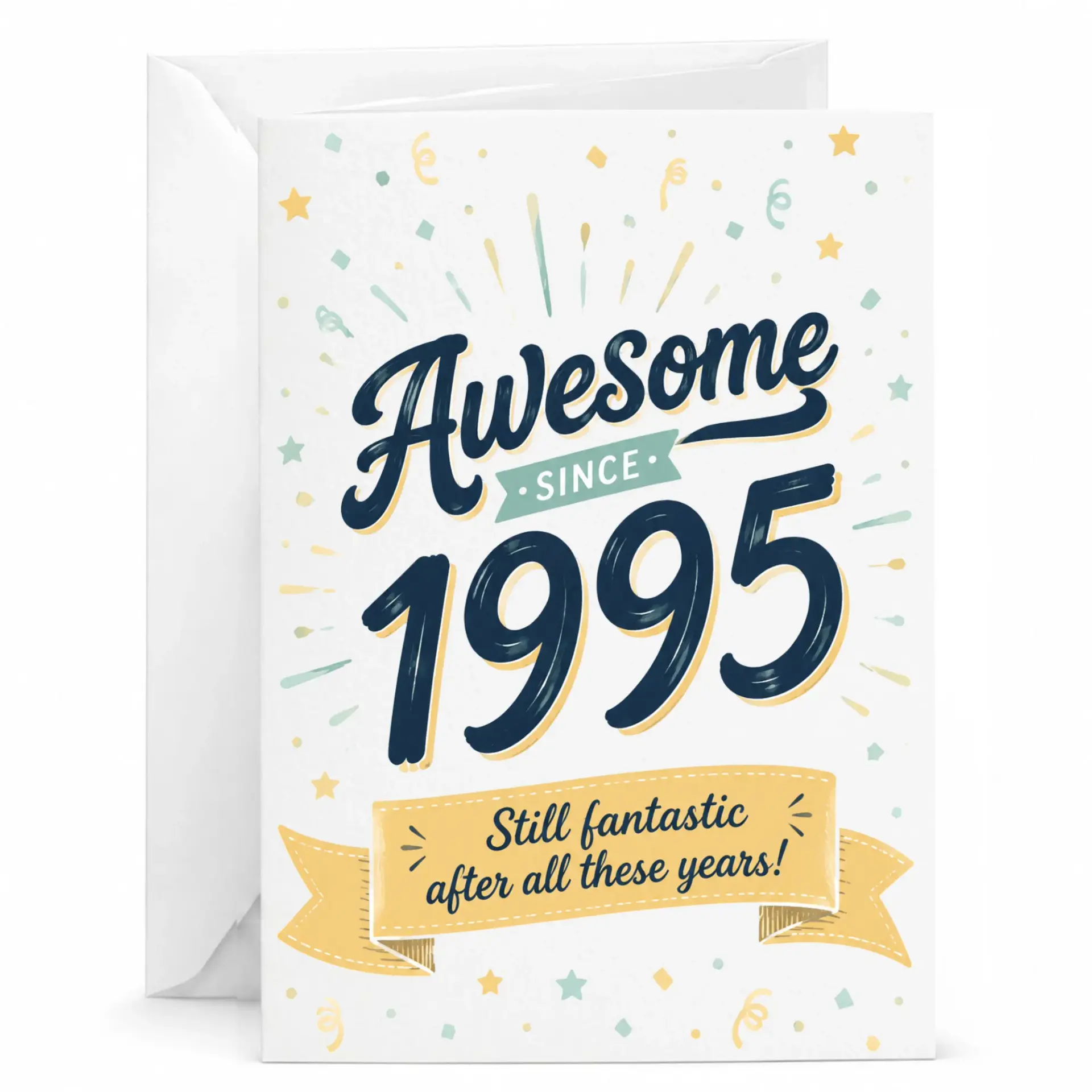 Birthday Card Awesome Since 1995 Funny Greeting Card for Milestone Birthday Celebration with Matching White Envelope