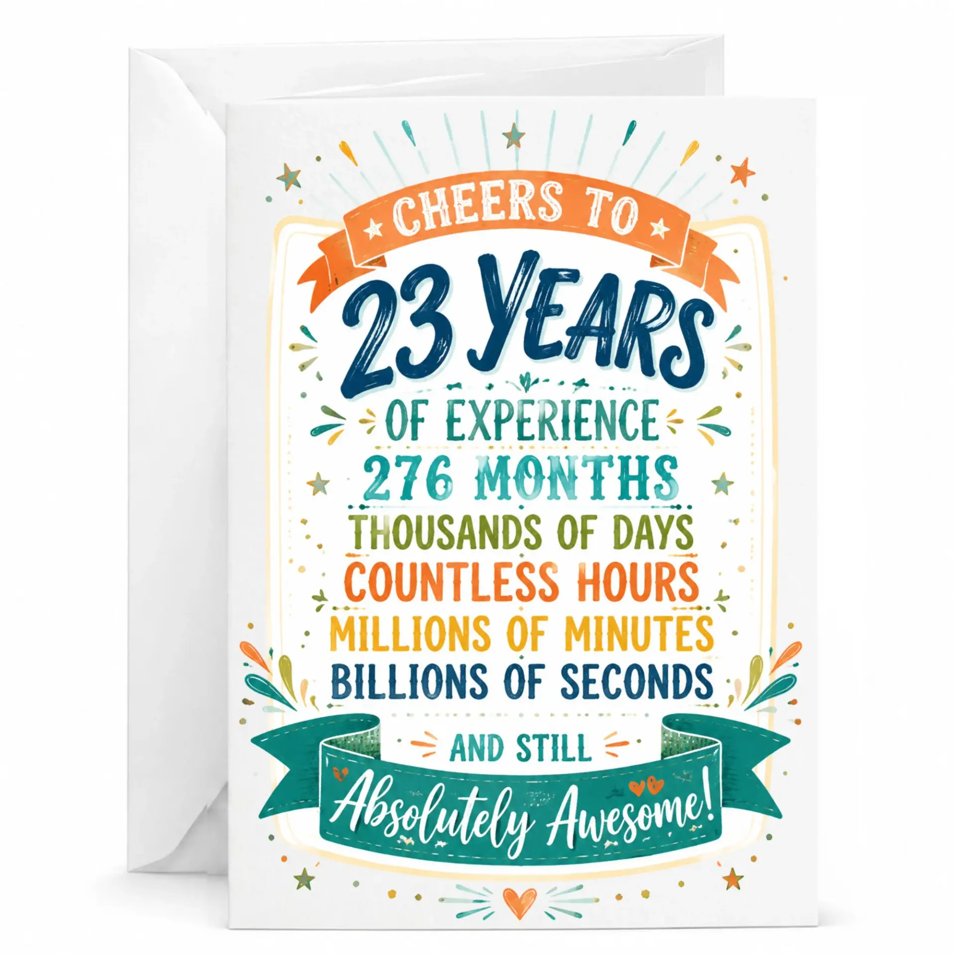 Birthday Card for 23rd Birthday Funny Milestone Anniversary Greeting Card with Envelope for Friend or Family Member