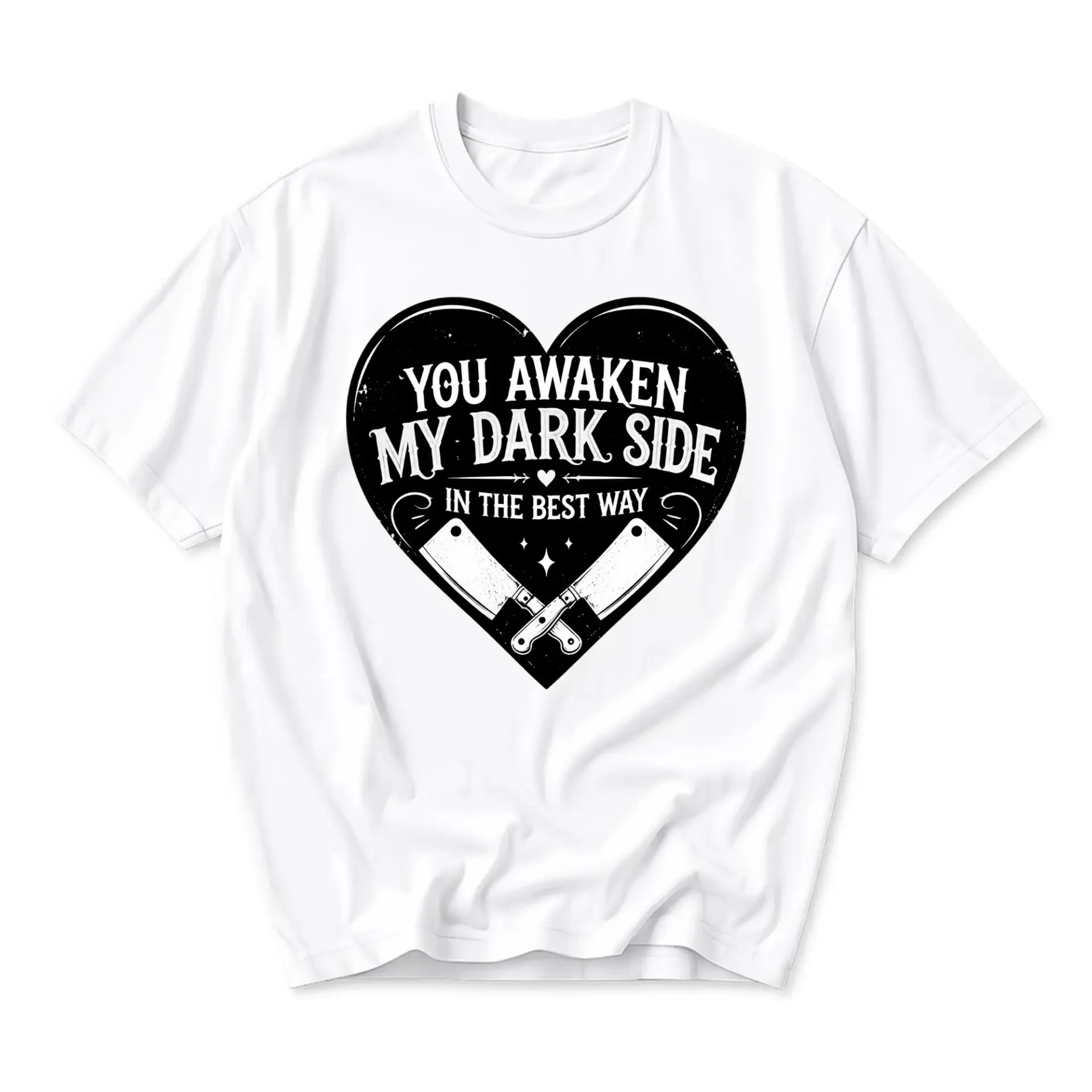 Funny Shirt You Awaken My Dark Side Unisex Graphic Tee Casual Short Sleeve Cotton Blend Crew Neck Apparel White
