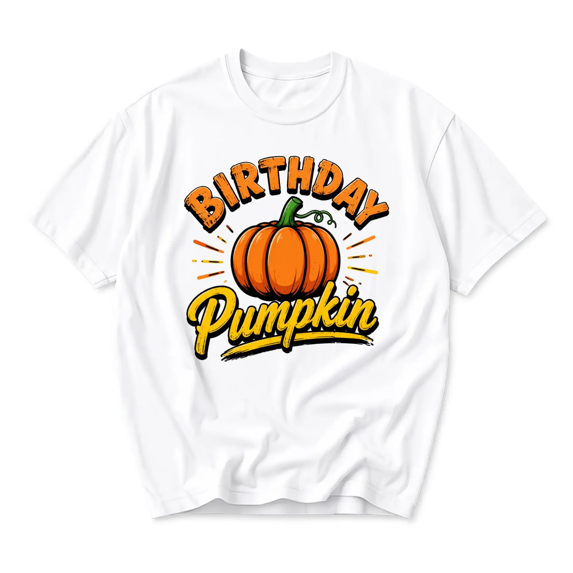 Graphic Tee Birthday Pumpkin Fall Season Unisex Crew Neck T-Shirt Comfortable Casual Short Sleeve Apparel