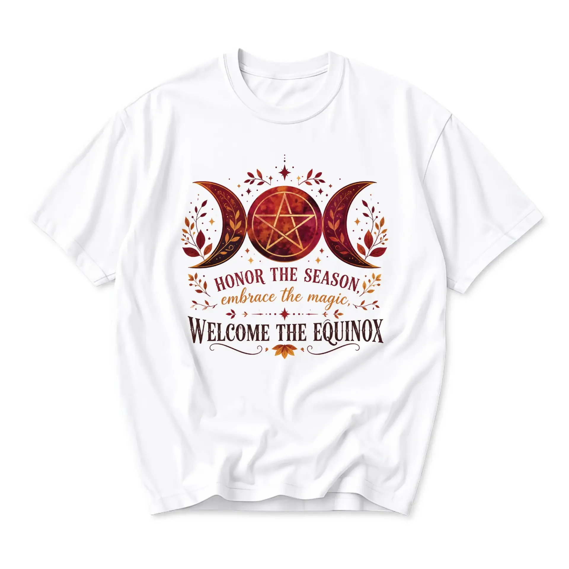 Graphic Tee Welcome the Equinox Celestial Autumn Symbols Unisex Crew Neck Short Sleeve Soft Casual Cotton T-Shirt