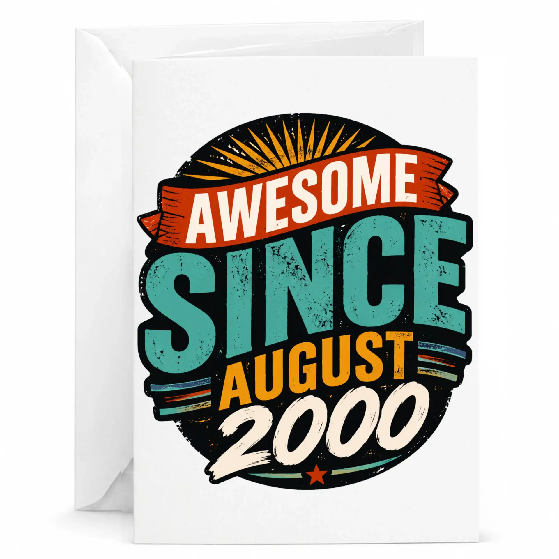 Birthday Card Awesome Since August 2000 Vintage Retro Graphic Greeting Card for Milestone Celebrations and Birthdays