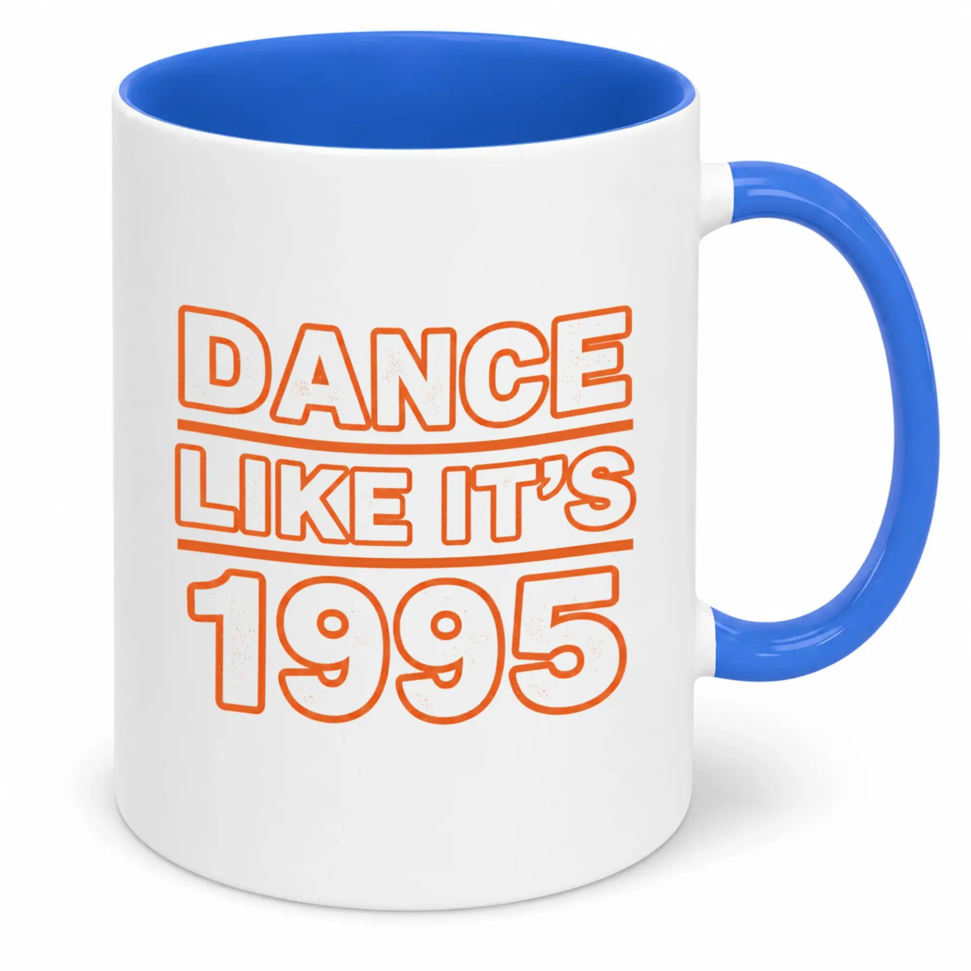 Funny 90s Dance Party Themed Ceramic Coffee Mug Like It's 1995 Nostalgic Beverage Cup Retro Style Novelty Gift