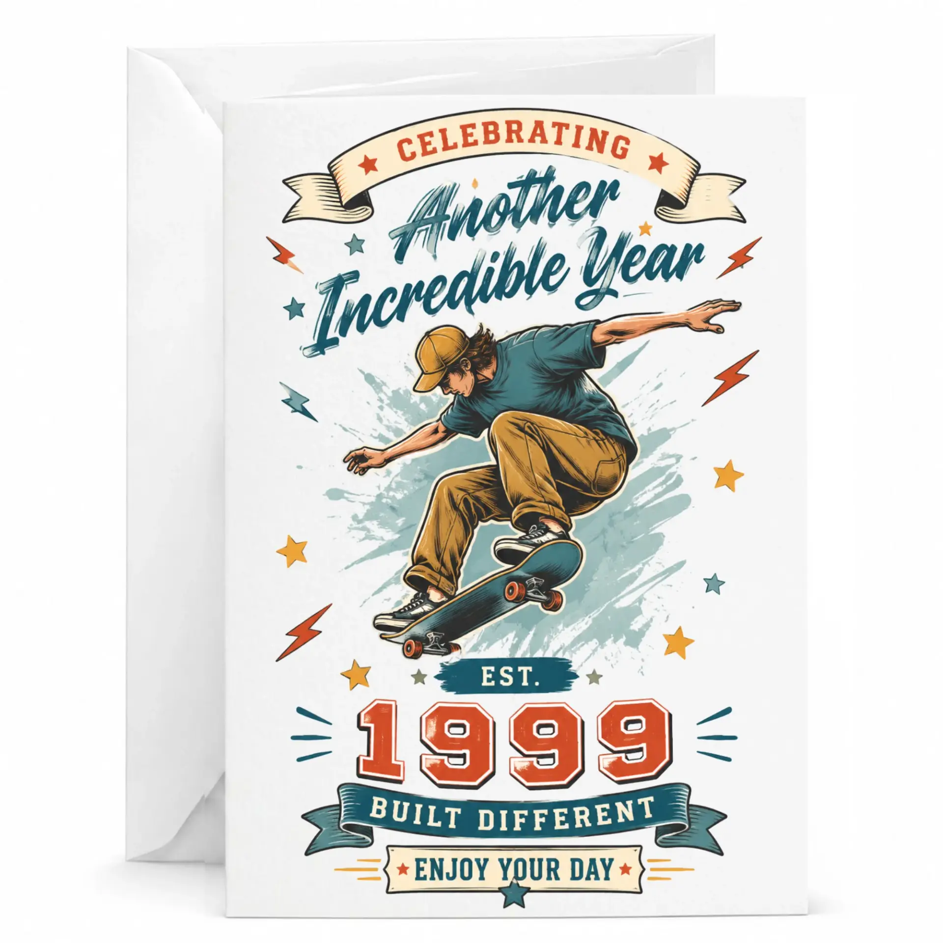 Birthday Card Celebrating Another Incredible Year Vintage Skater Design for Turning Twenty Five Years Old