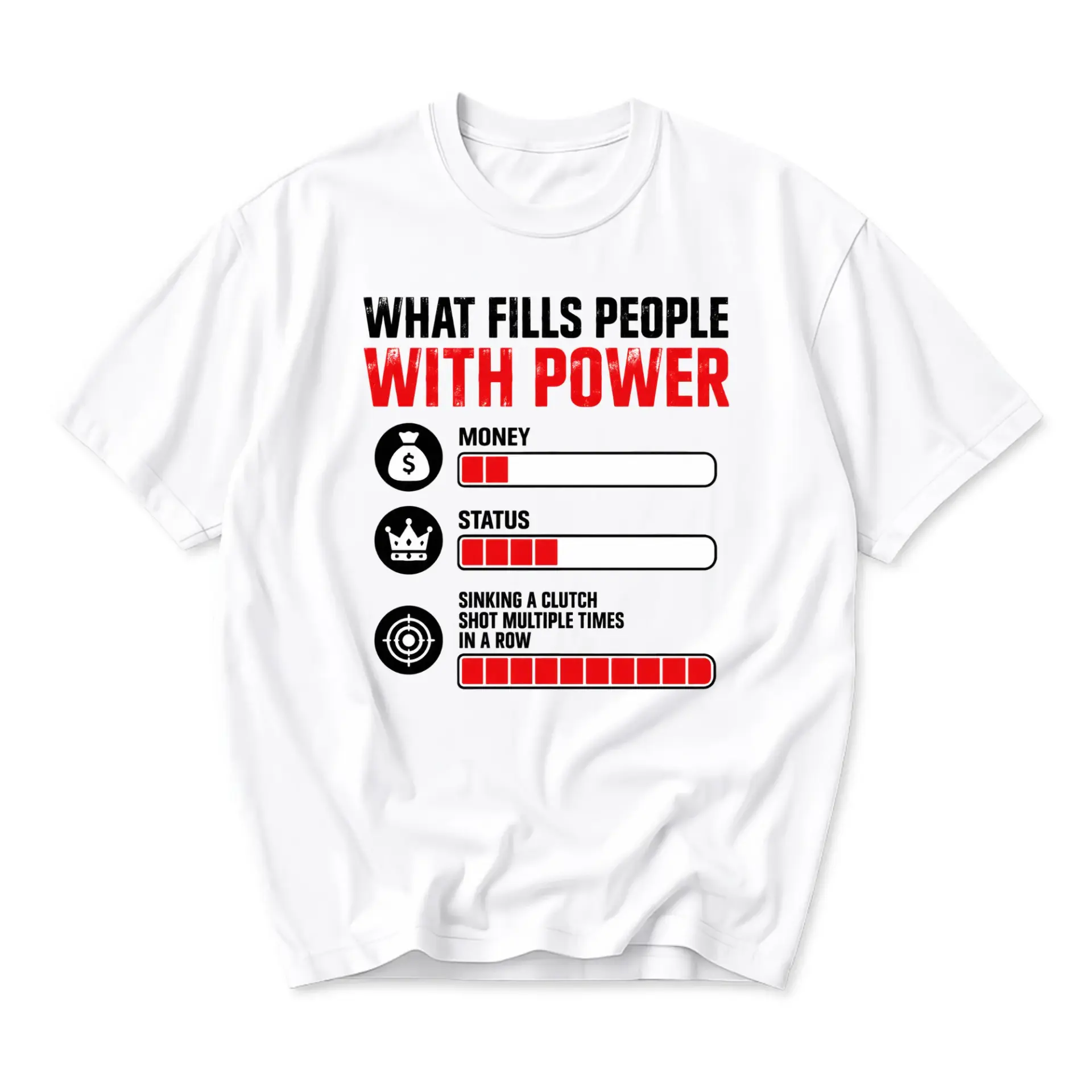 Funny Shirt What Fills People with Power Humor Graphic Tee Casual Unisex Crew Neck Top Short Sleeve Clothing