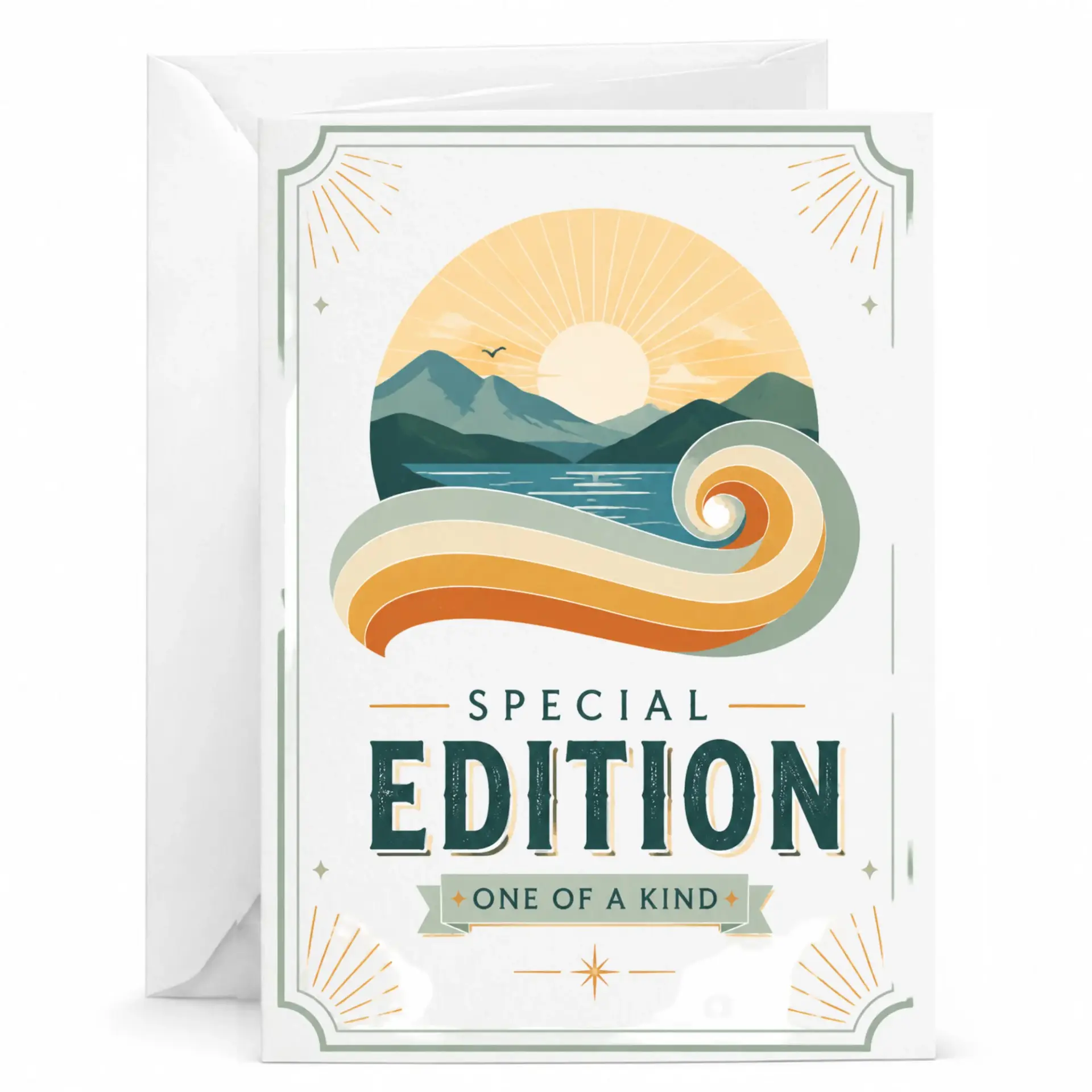 Special Edition One of a Kind Greeting Card with Envelope for Birthdays and Special Occasions Modern Nature Design