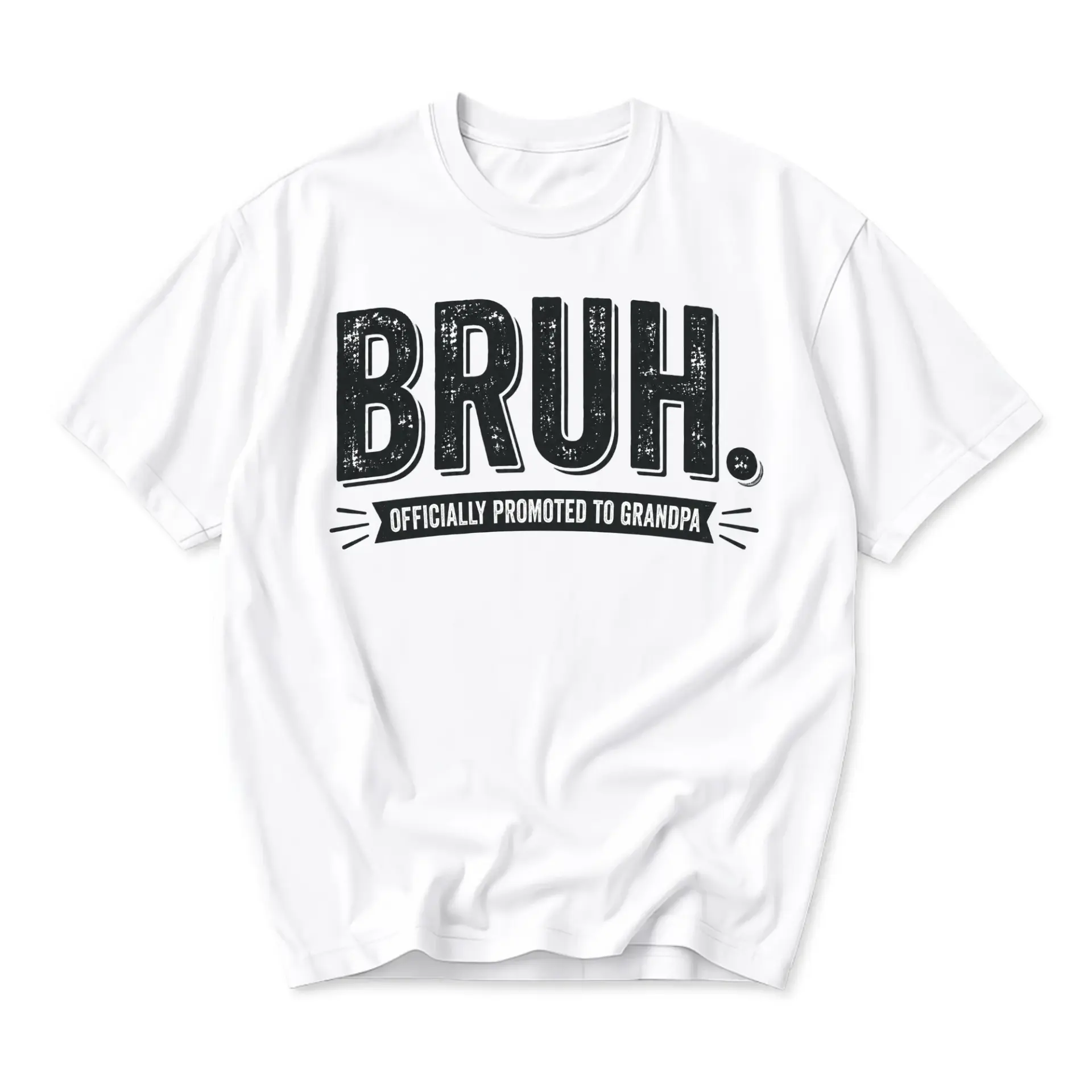 Funny Shirt Bruh Officially Promoted to Grandpa Graphic Tee Unisex Casual Crew Neck Comfortable Cotton Blend Top