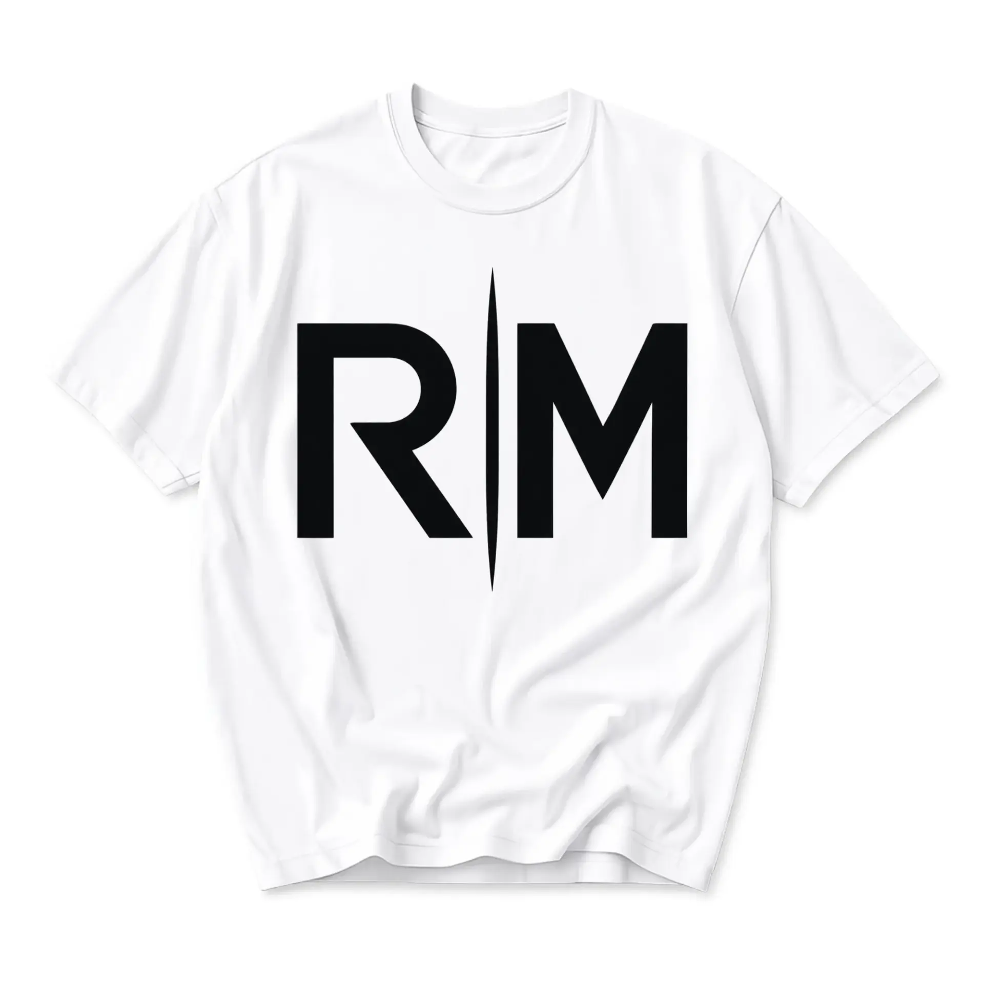 Graphic Tee Unisex Crew Neck Short Sleeve Shirt Featuring Minimalist Initial Typography Lettering Design White Apparel