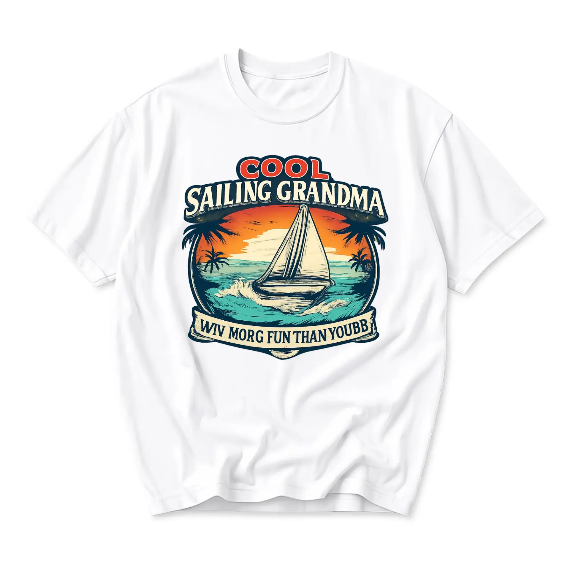 Funny Shirt Cool Sailing Grandma Graphic Tee Unisex Crew Neck Short Sleeve