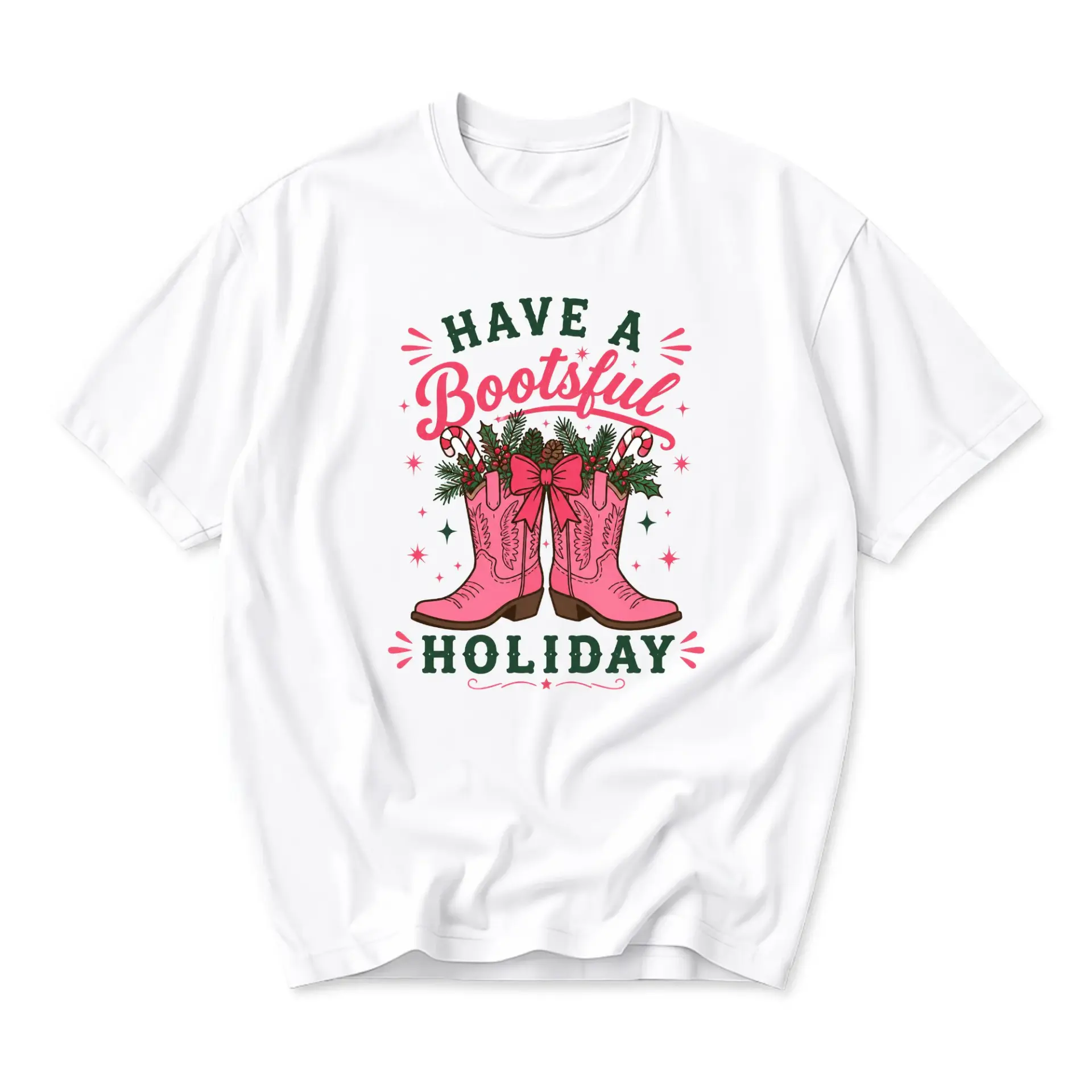 Funny Shirt Have a Bootsful Holiday Western Graphic Tee Seasonal Cowboy