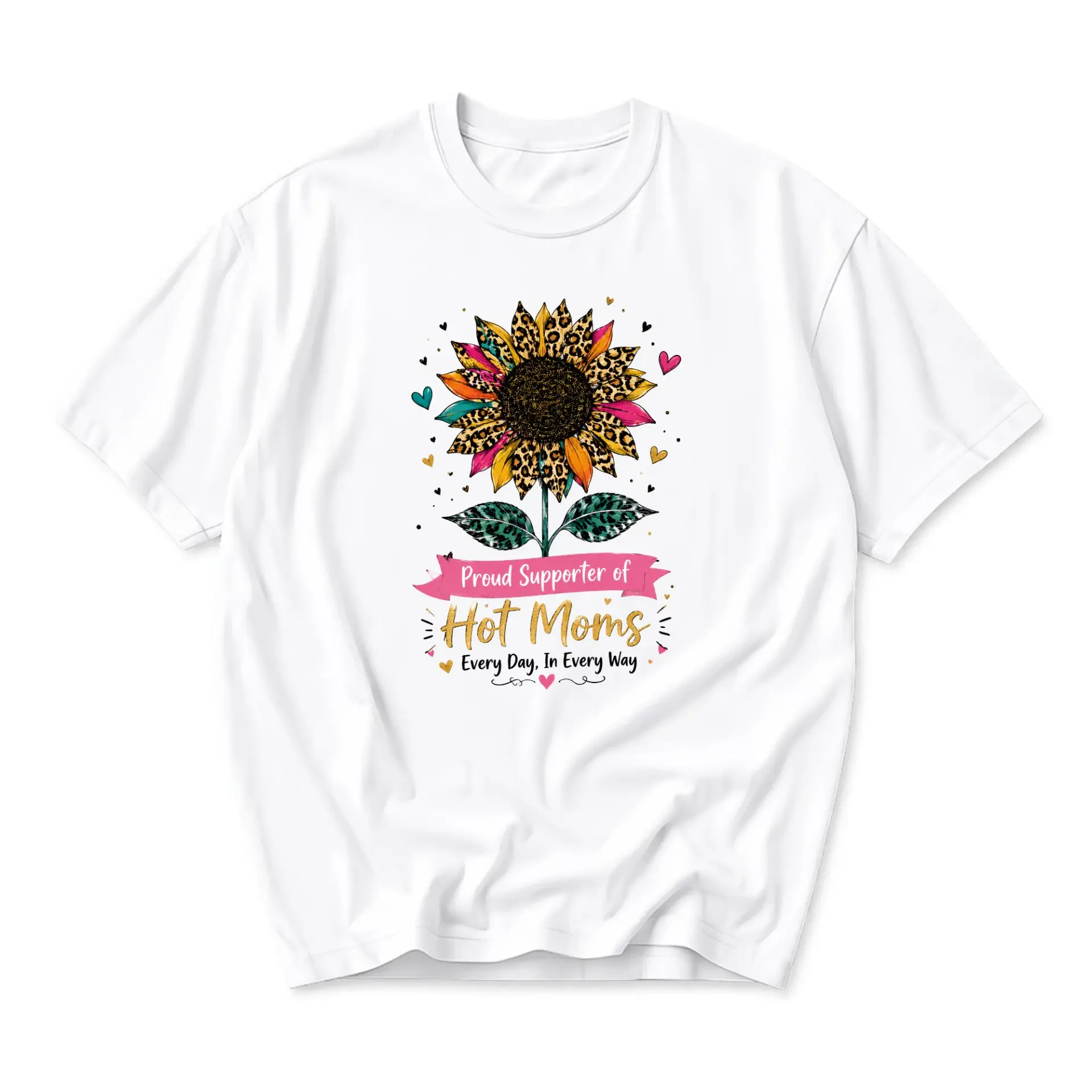 Graphic Tee Proud Supporter of Hot Moms Sunflower Print Unisex Crew Neck