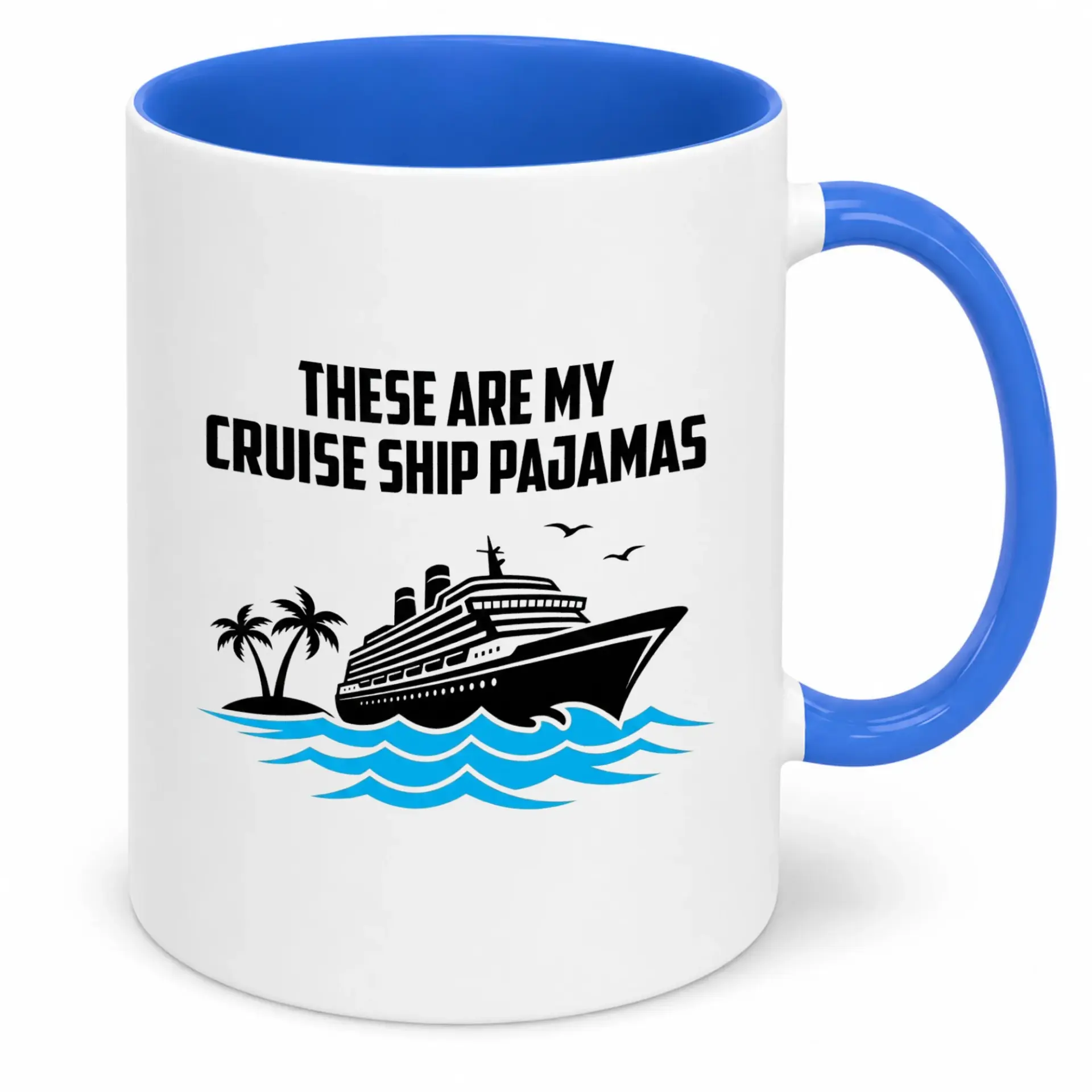 Funny Cruise Ship Pajamas Ceramic Coffee Mug with Nautical Travel Design, Novelty Vacation Themed Drinkware for Enthusiasts, 11oz or 15oz