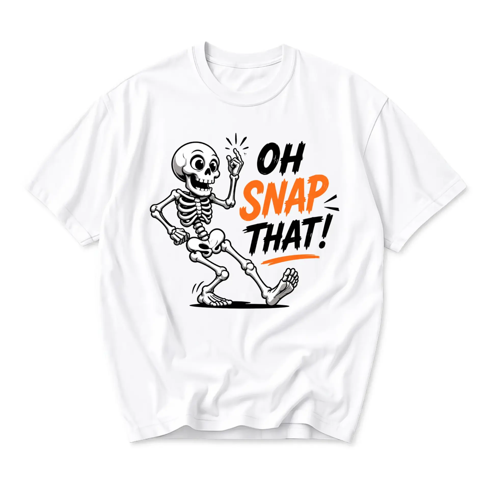 Funny Shirt Oh Snap That Skeleton Graphic Tee Unisex Casual Crew Neck Comfortable Soft Cotton Blend Apparel White