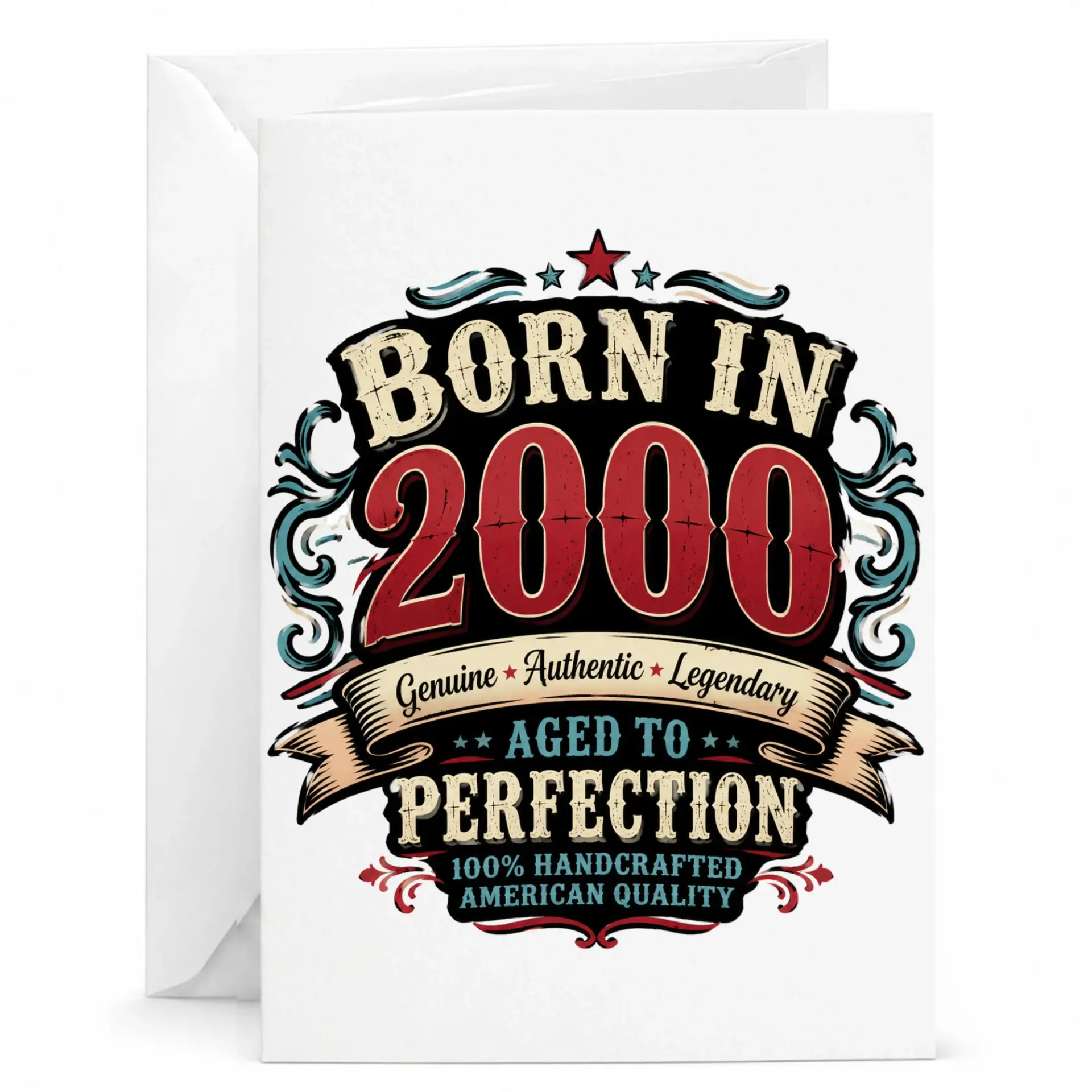 Birthday Card Born in 2000 Vintage Style Greeting Card Aged to Perfection Design for Milestone Birthday Celebration