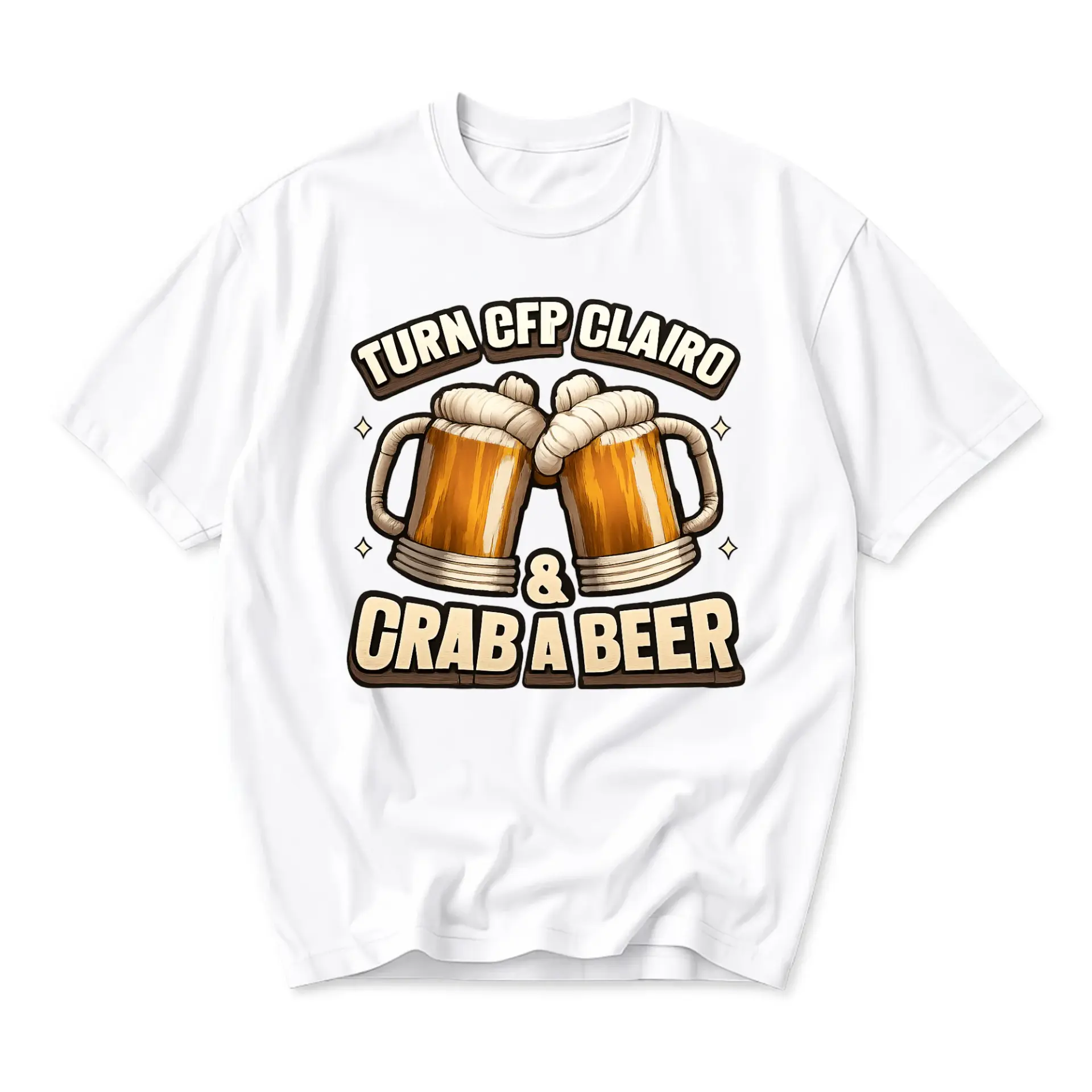 Funny Shirt Turn Cfp & Crab a Beer Graphic Tee Unisex Crew Neck Casual Cotton Blend Top for Everyday Wear