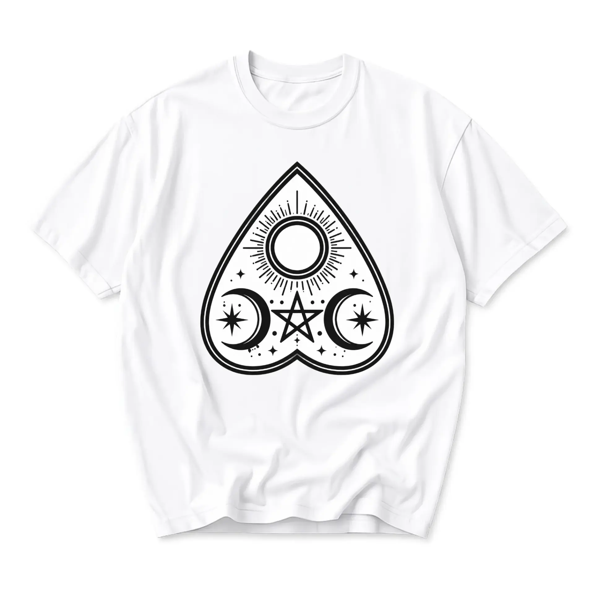 Graphic Tee Celestial Sun and Moon Planchette Print Unisex Casual Crew Neck Comfortable Cotton Blend Short Sleeve Top