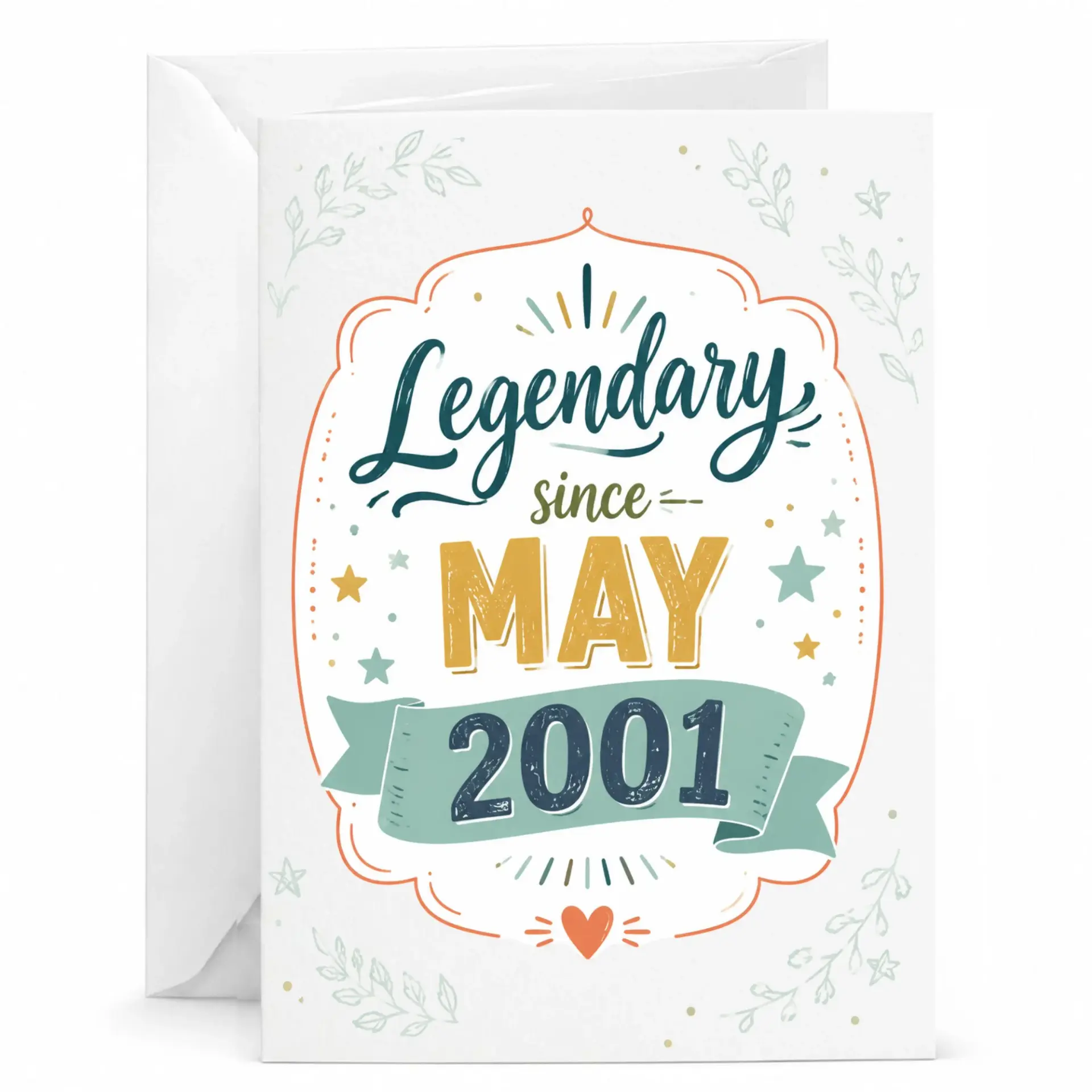 Greeting Card Legendary Since May 2001 Vintage Style Birthday Anniversary Celebration Card 5x7 Inches
