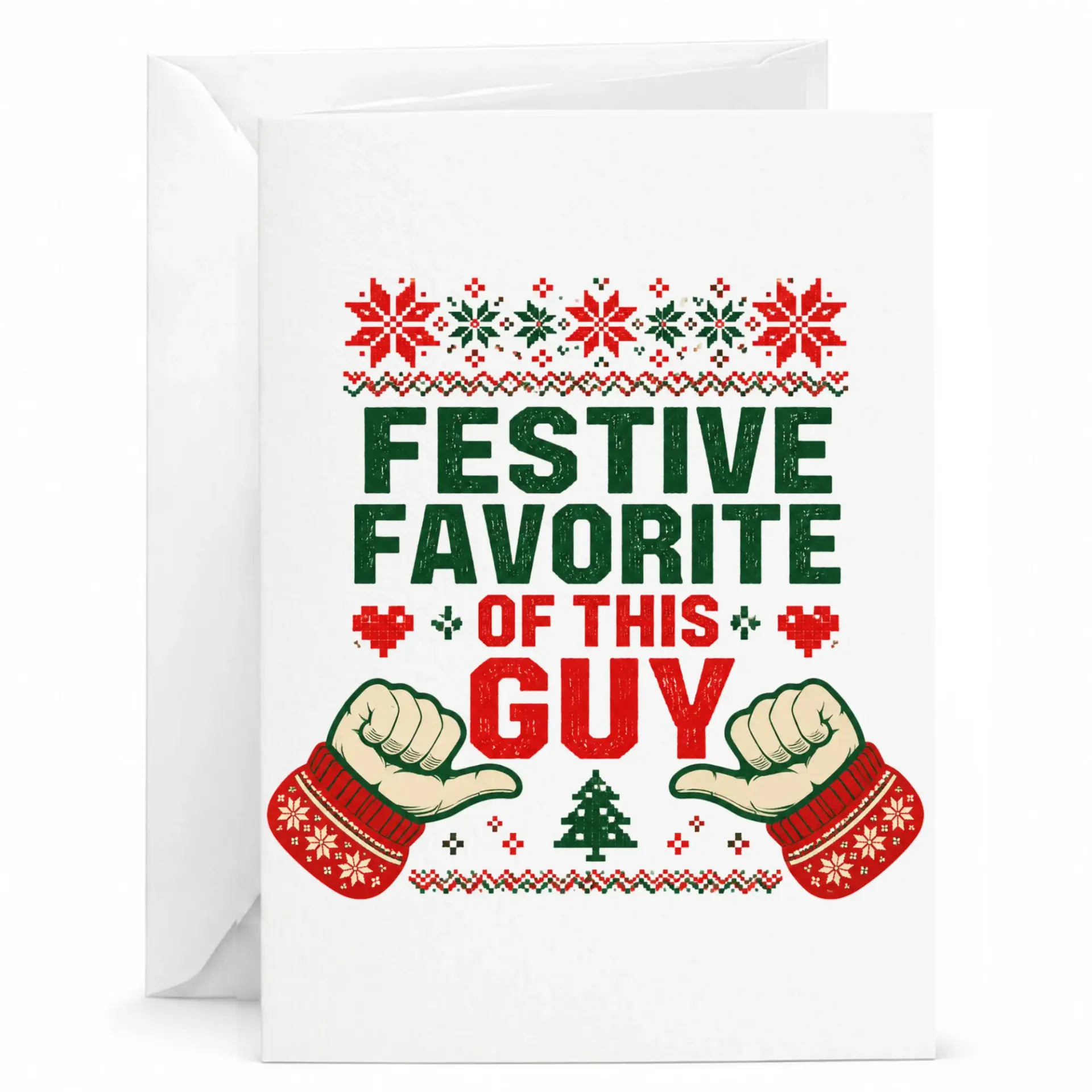 Funny Festive Favorite Greeting Card with Envelope, Humorous Holiday Design for Friends, Unisex Christmas Stationery