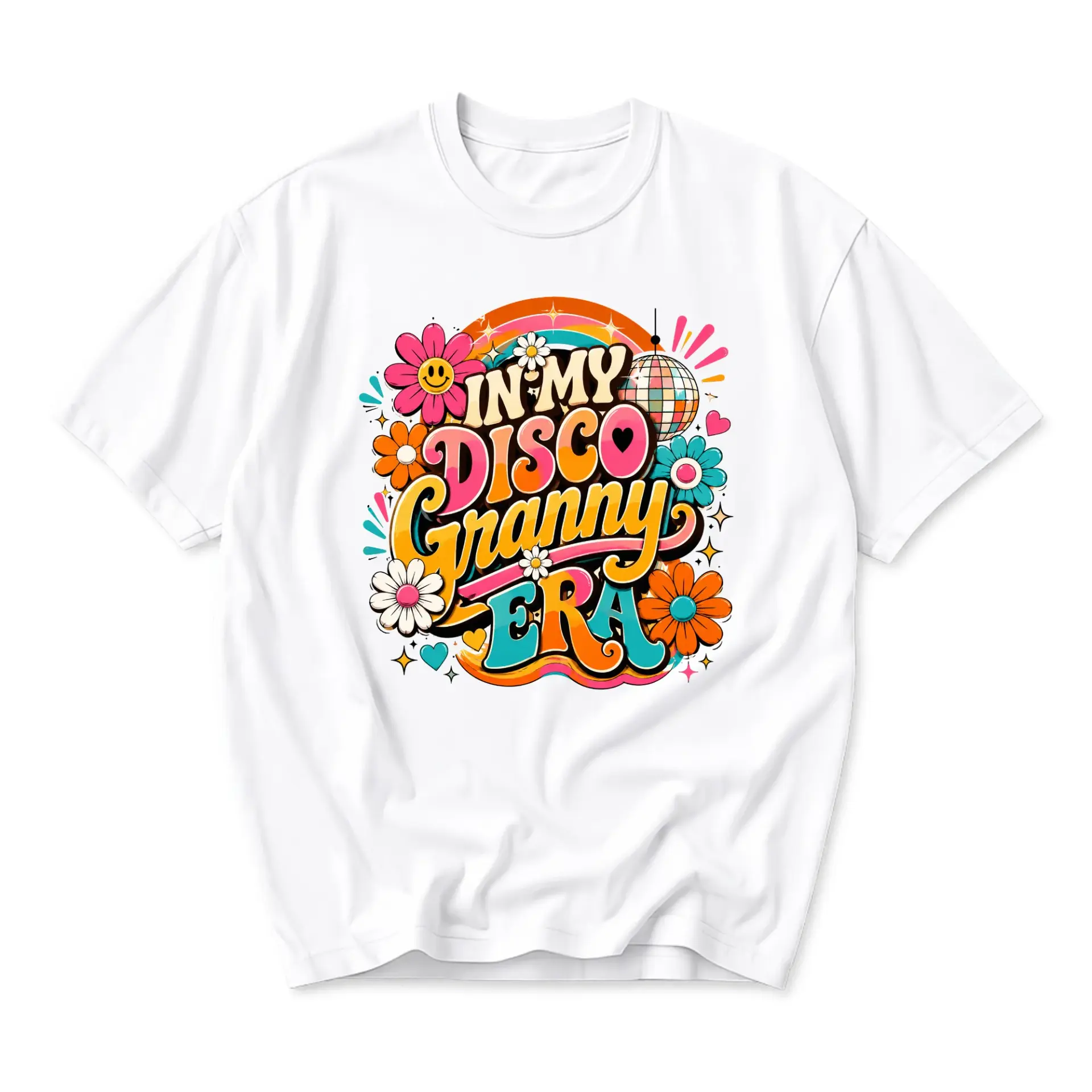 Funny Shirt in My Disco Granny Era Graphic Tee Retro Floral Aesthetic Unisex Crew Neck Casual Everyday Fashion Top