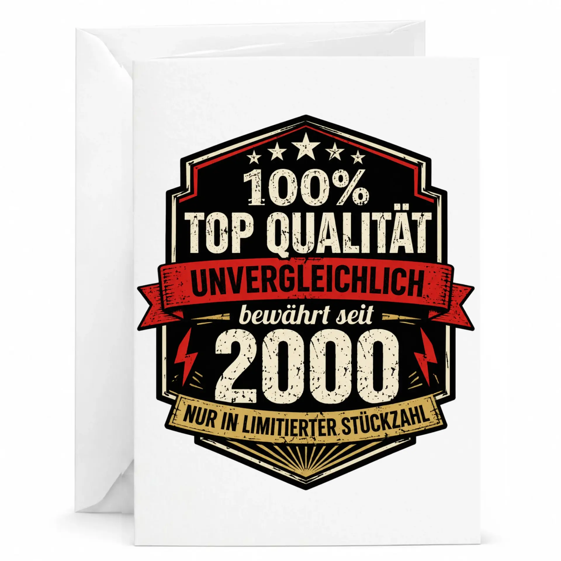 Birthday Greeting Card Featuring Vintage Emblem Design Celebrating the Year 2000 with Classic Distressed Graphics