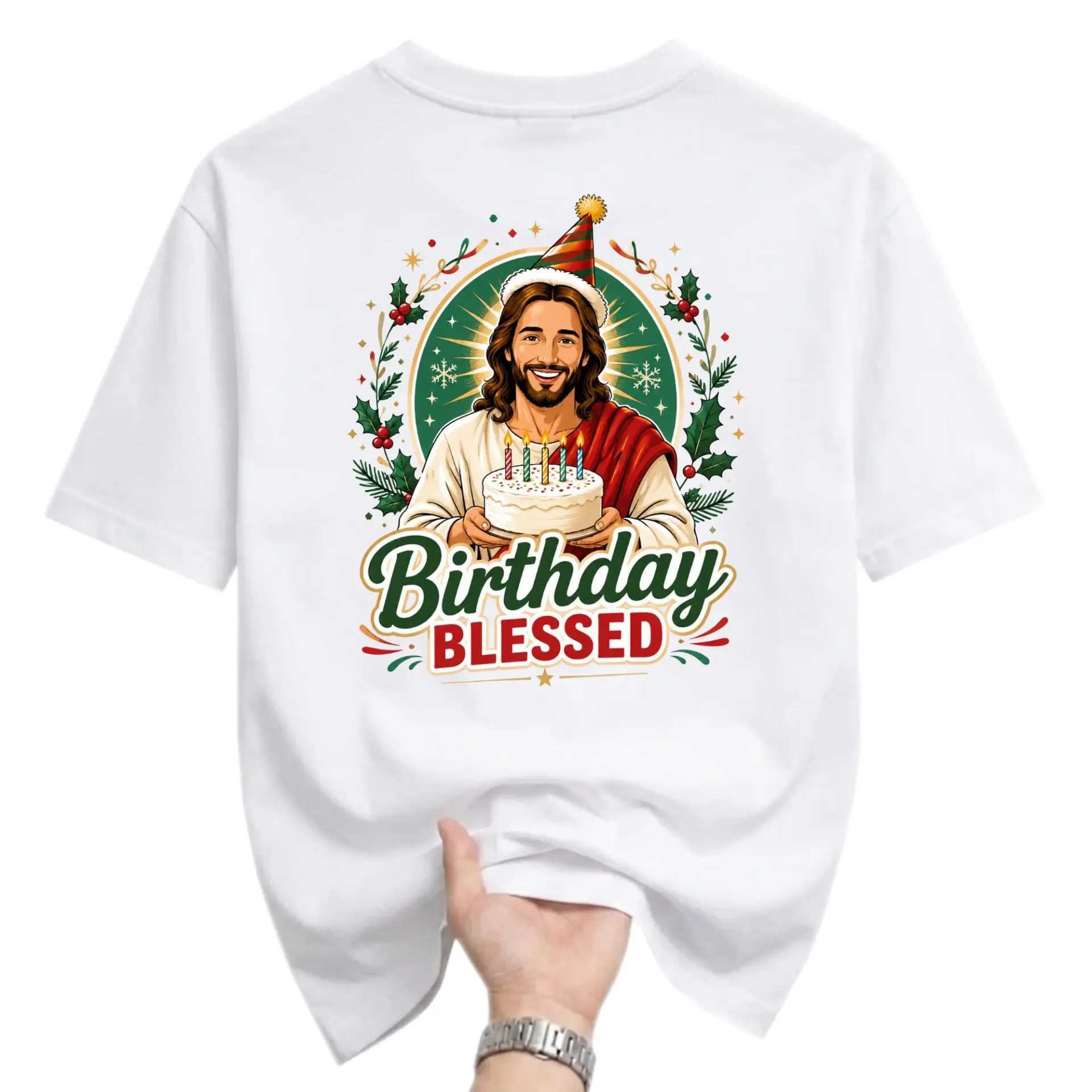 Funny Shirt Birthday Blessed Graphic Tee Holiday Themed Casual Crew Neck Unisex Cotton Blend Apparel for Everyday Wear